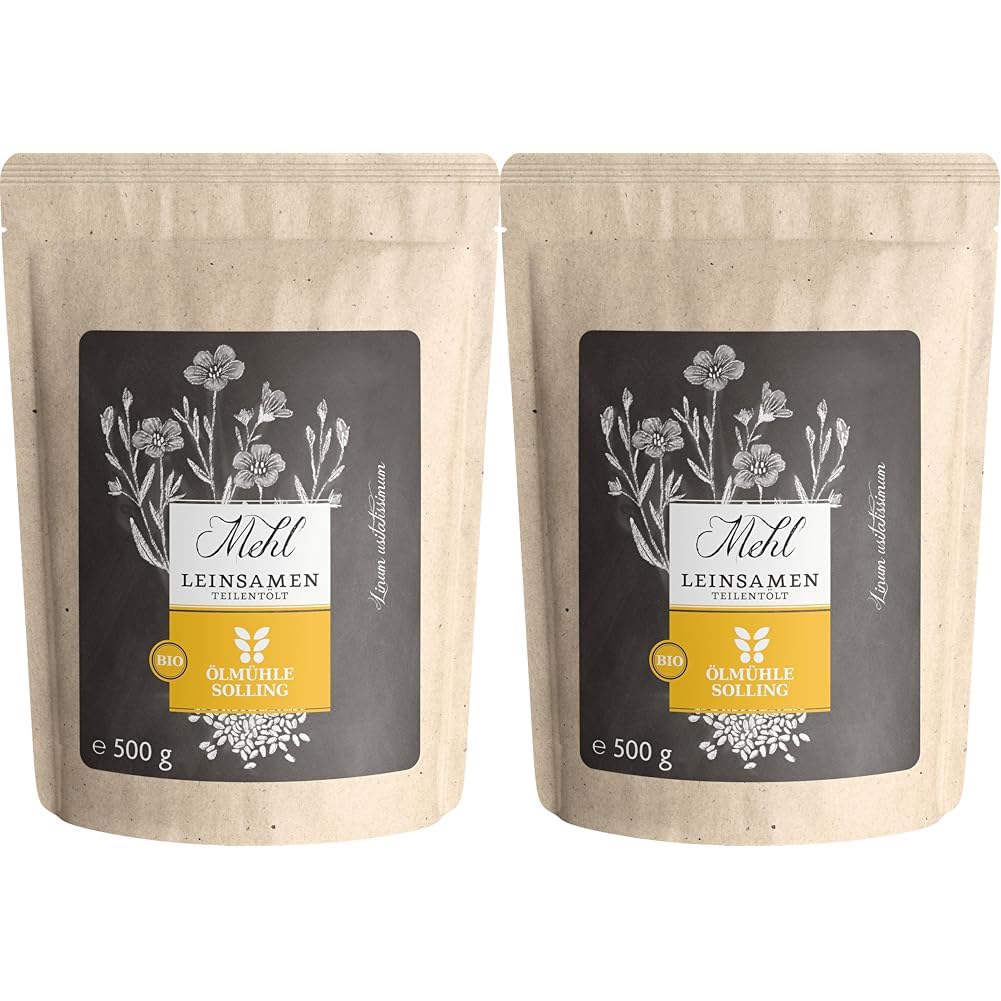 Ölmühle Solling Bio Leinsamenmehl teilentölt 500g - Naturland Fair (Packung mit 2)