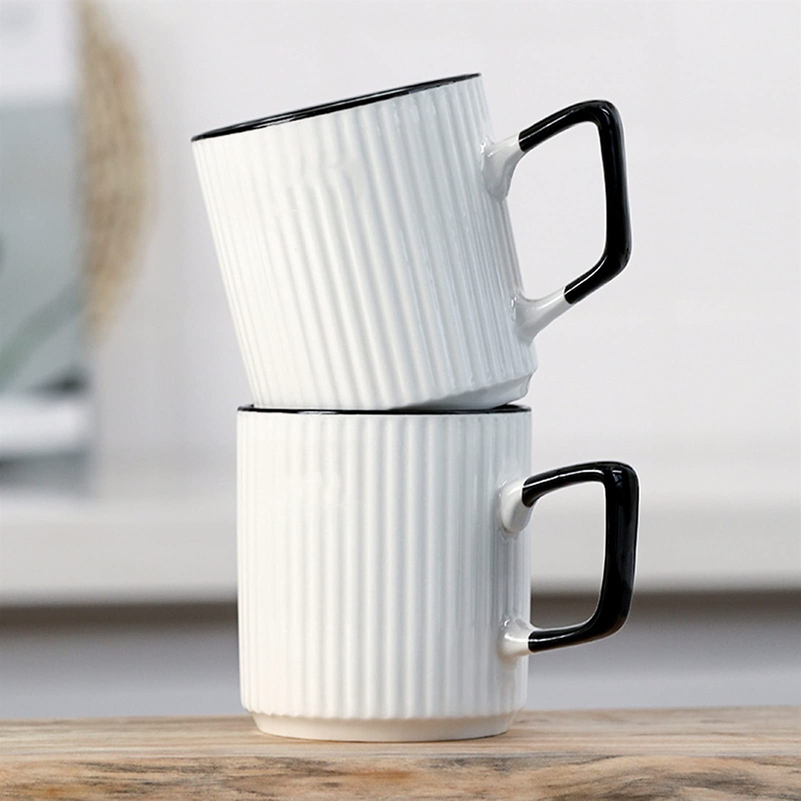 Kubek do kawy, filiżanka do herbaty kreatywny ceramiczny kubek śniadaniowy 13,5 uncji kubek na wodę z łyżeczką może być używany do przechowywania płatków owsianych i mleka