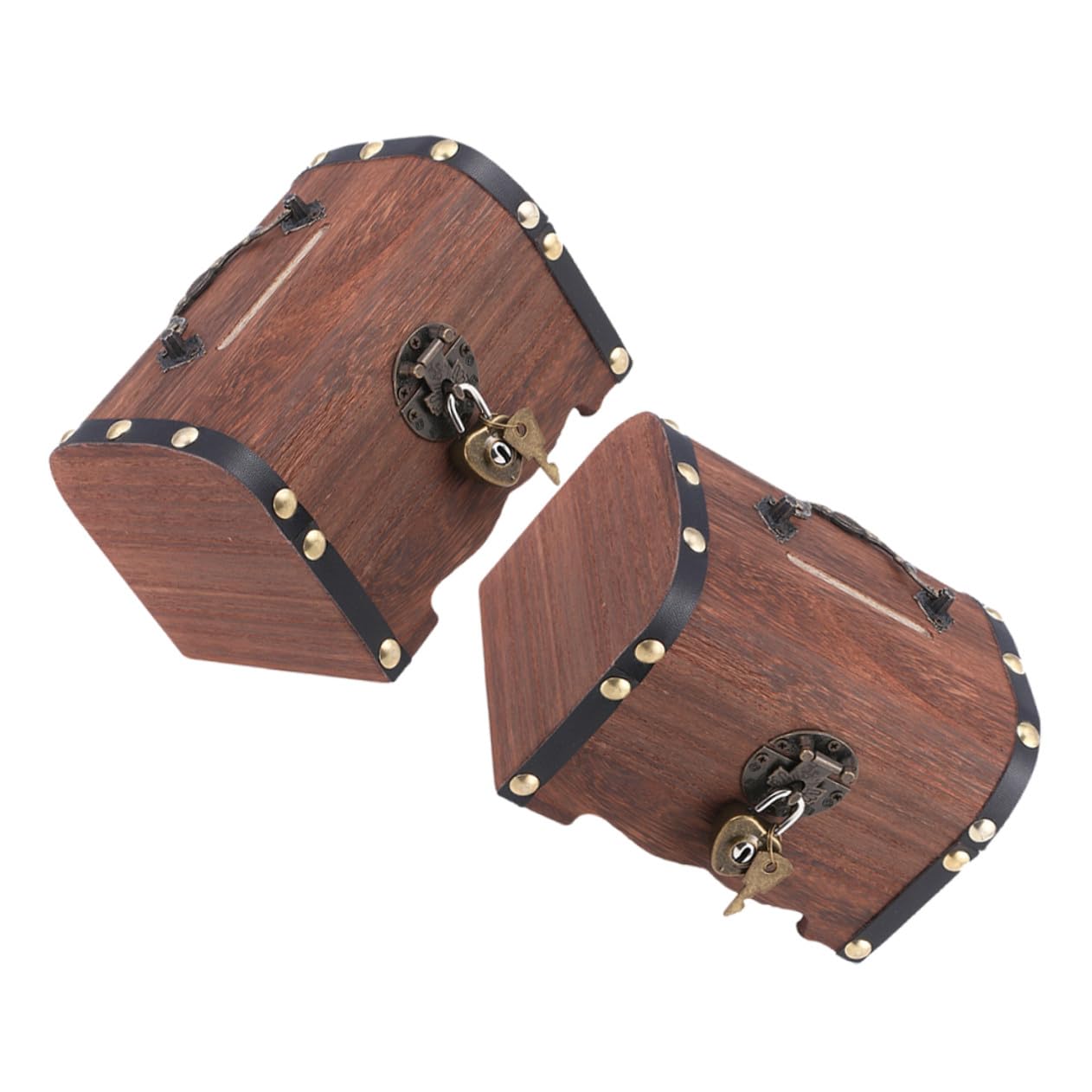 2stücke Holzkiste Mit Schloss Retro Aufbewahrungsbox Vintage Münzbox Holz Schatzkiste Deko Kasten Für Tisch
