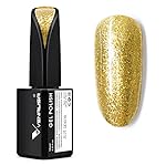 VENALISA 15ml Glitter Gold Gel Nail Polish, Sparkle Gold Gel Polish Shiny Color Soak Off UV LED Sparkly Shimmer Nail Gel Polish Nail Art Starter Manicure Salon DIY at Home, 0.53 OZ
