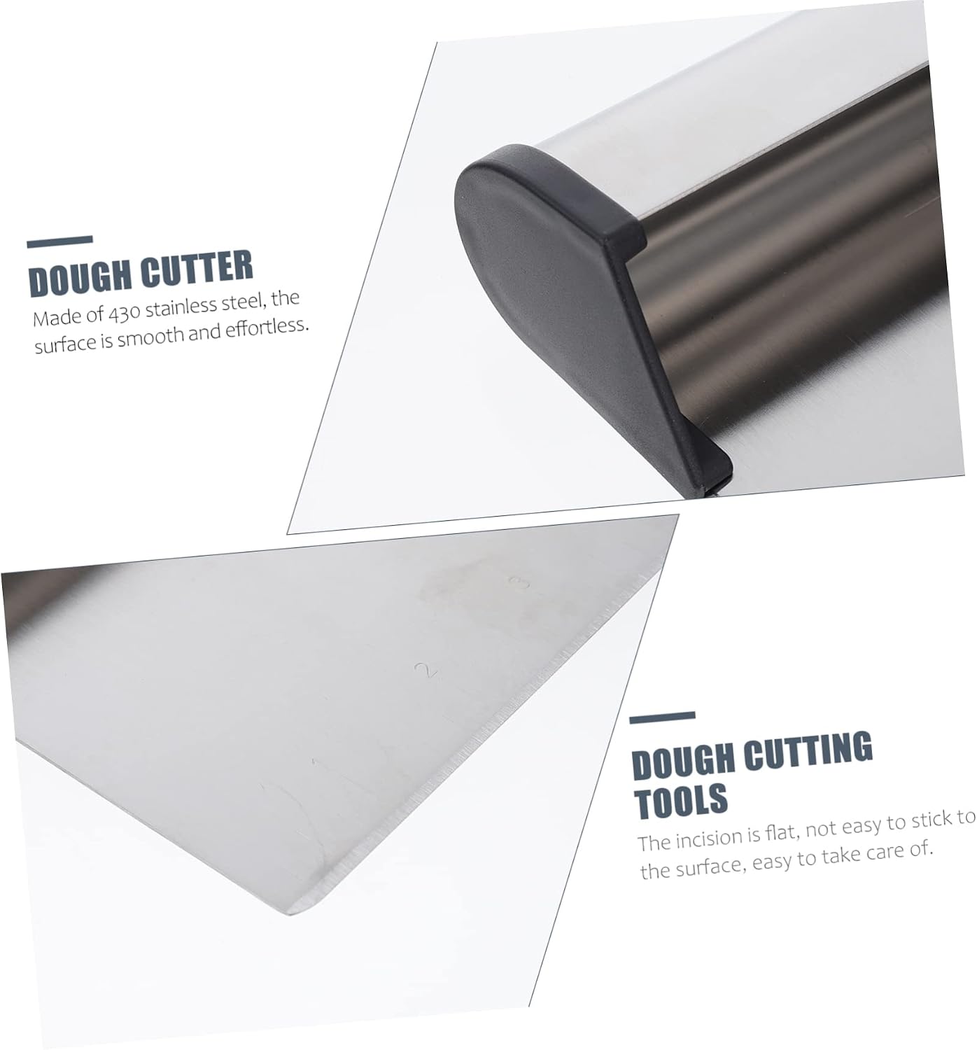 SHOWERORO Stainless Steel Dough Cutter with Measuring Scale Practical Baking Dough Scraper for Home Kitchen Easy to Use and High Temperature Resistant
