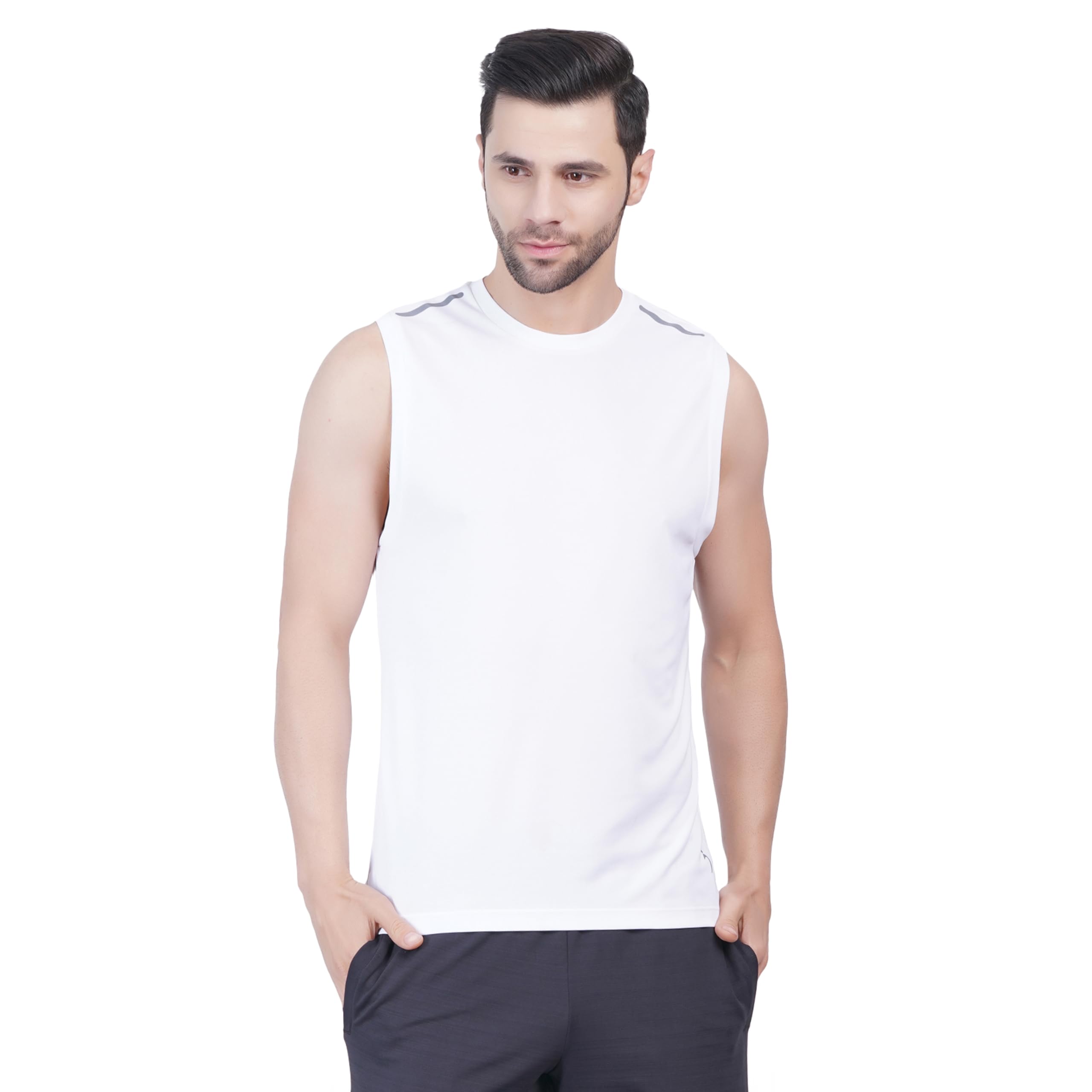 incite Cationic Men's Polyester Sleeveless Sports Gym Running T-Shirt | Lightweight Breathable Tank | Quick Dry Activewear Workout Vest-picture-14