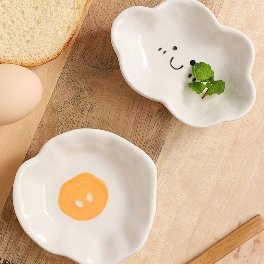 HEXEH Plato de Ensalada Cerámica Creativa Cuatro Formas Diferentes de Platos pequeños bocadillos de Fruta Placa de Bocadillo de Postre Plato Salsa Salsa Plato de Sabor Plato de plástico