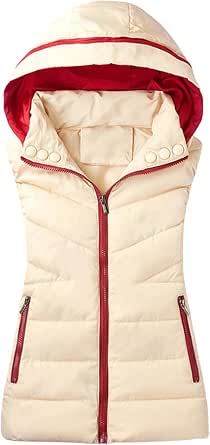 SCUSTY Women's Casual Long Quilted Puffer Vest, Hooded & Sleeveless - Apricot, Size Large - View #11