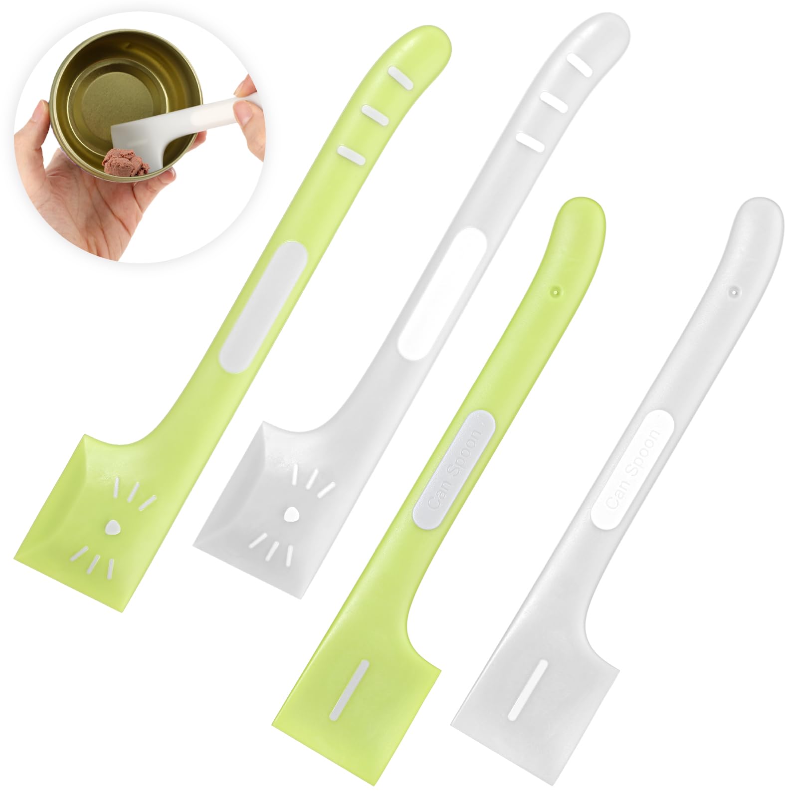 Gjinxi 4pack Cat & Dog Food Scoop Can Mixing Spooner for Wetfood Cat Food Spatula Can Opener Pet Foods Spoon Canned Scoops Pet Supplies for Dogs Cats