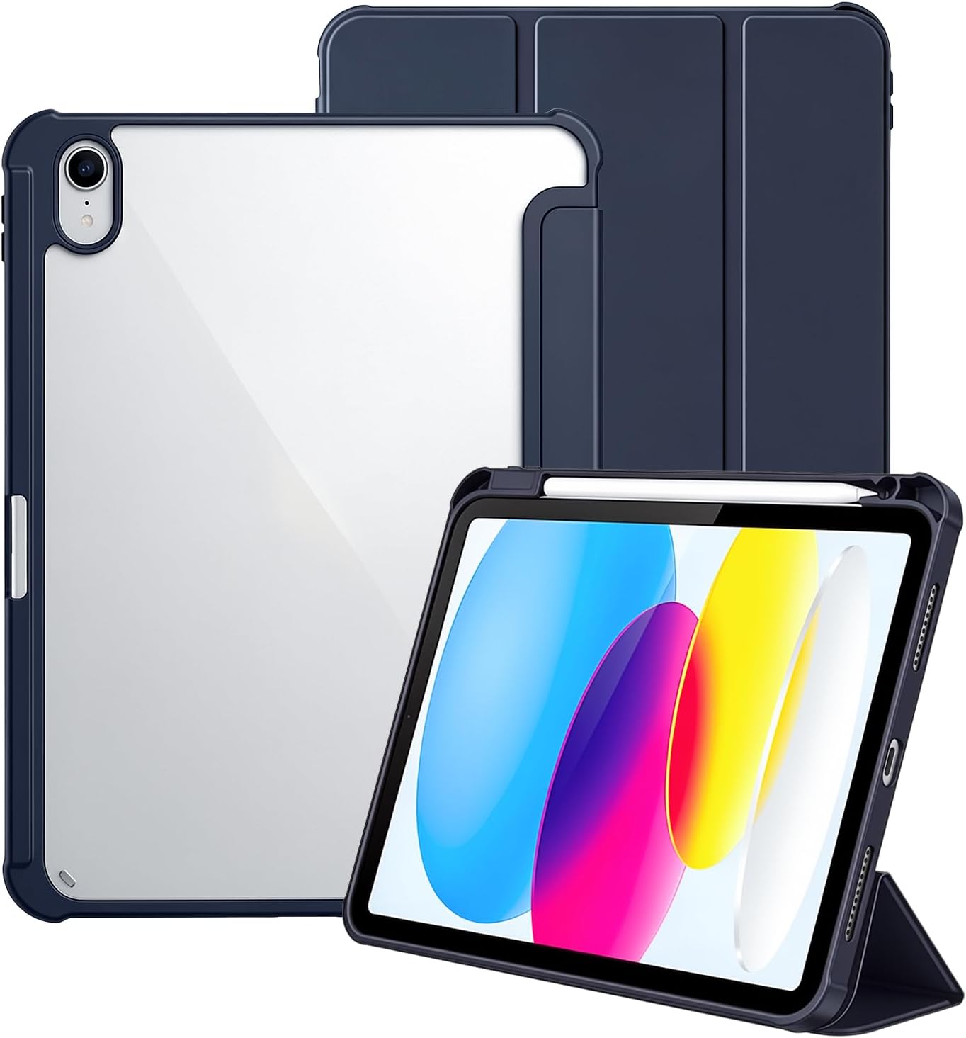 Case for iPad (A16) 11th Generation 2025 / iPad 10th Generation 10.9‑Inch 2022, Precise Cutout for Top Touch ID Button, Slim Shockproof Stand Case, Smart Wake/Sleep, Navy Blue