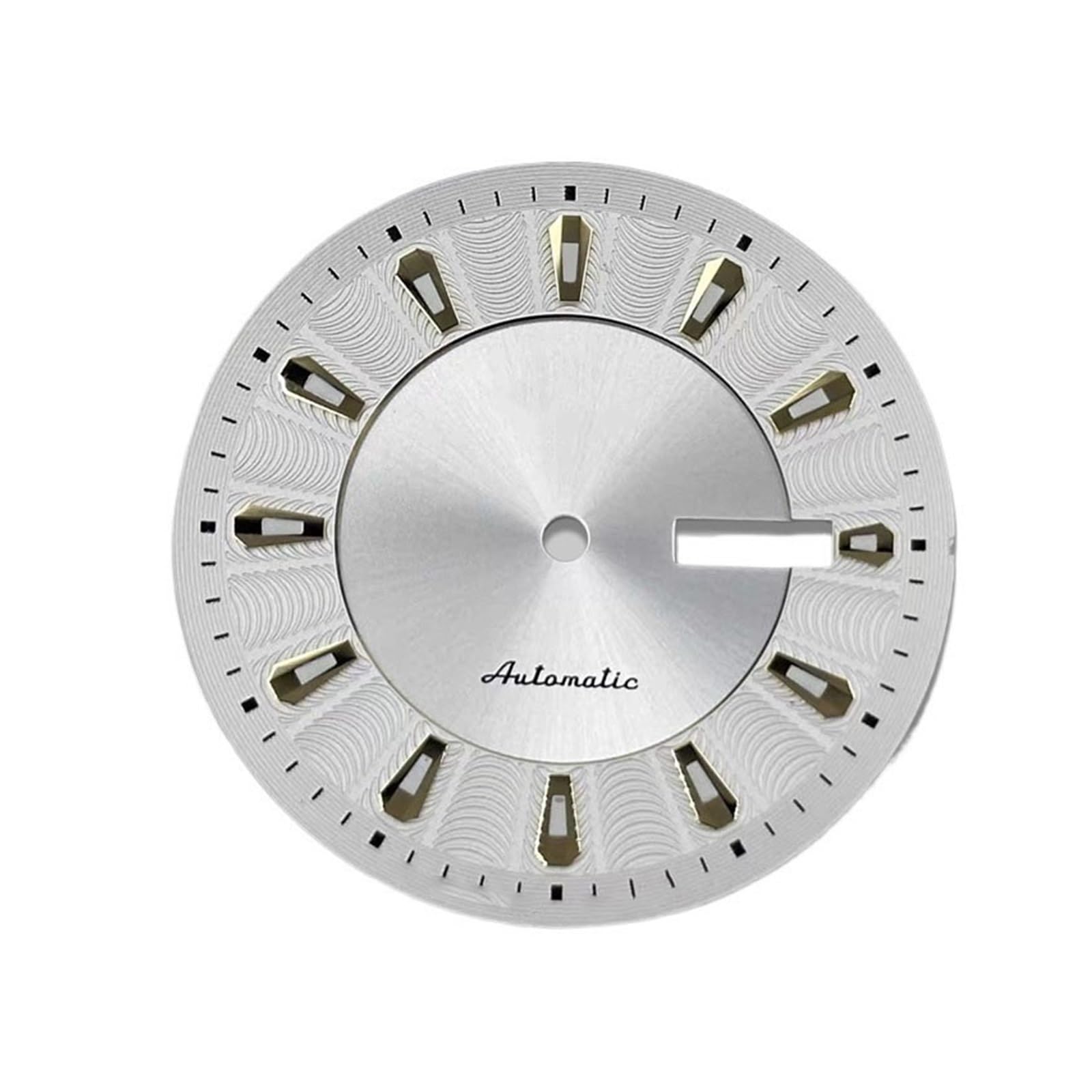 1 szt. Tarcza 35 mm z logo S Nadaje się do ruchu NH36 Zielone świecące podwójne mechaniczne części zegarków kalendarzem(Silver)