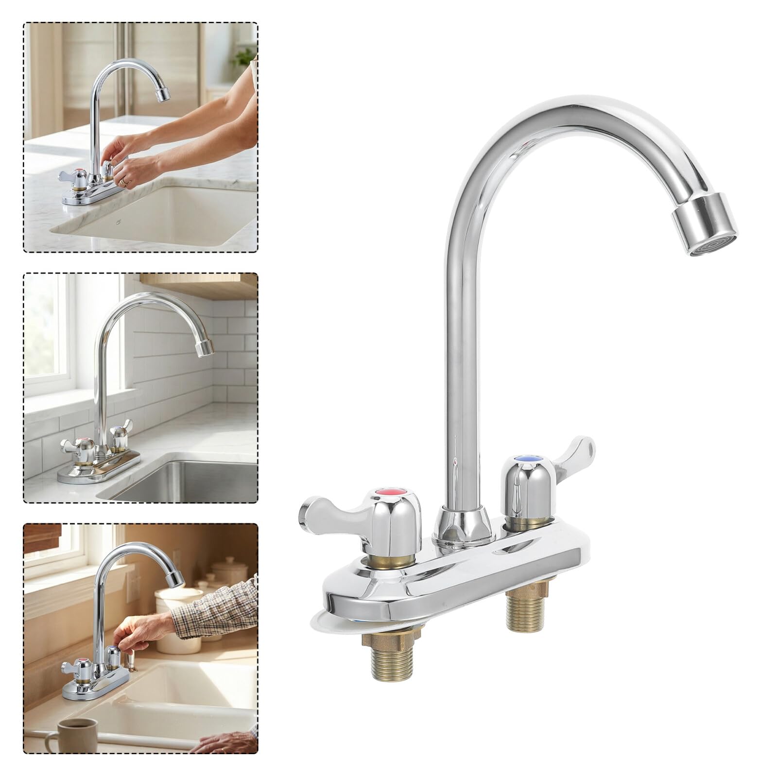 ifundom Grifo de Cocina Material Cobre y Acero Inoxidable Control Dual de para Fregadero Resistente al Desgaste Adecuado para Campers y Rv