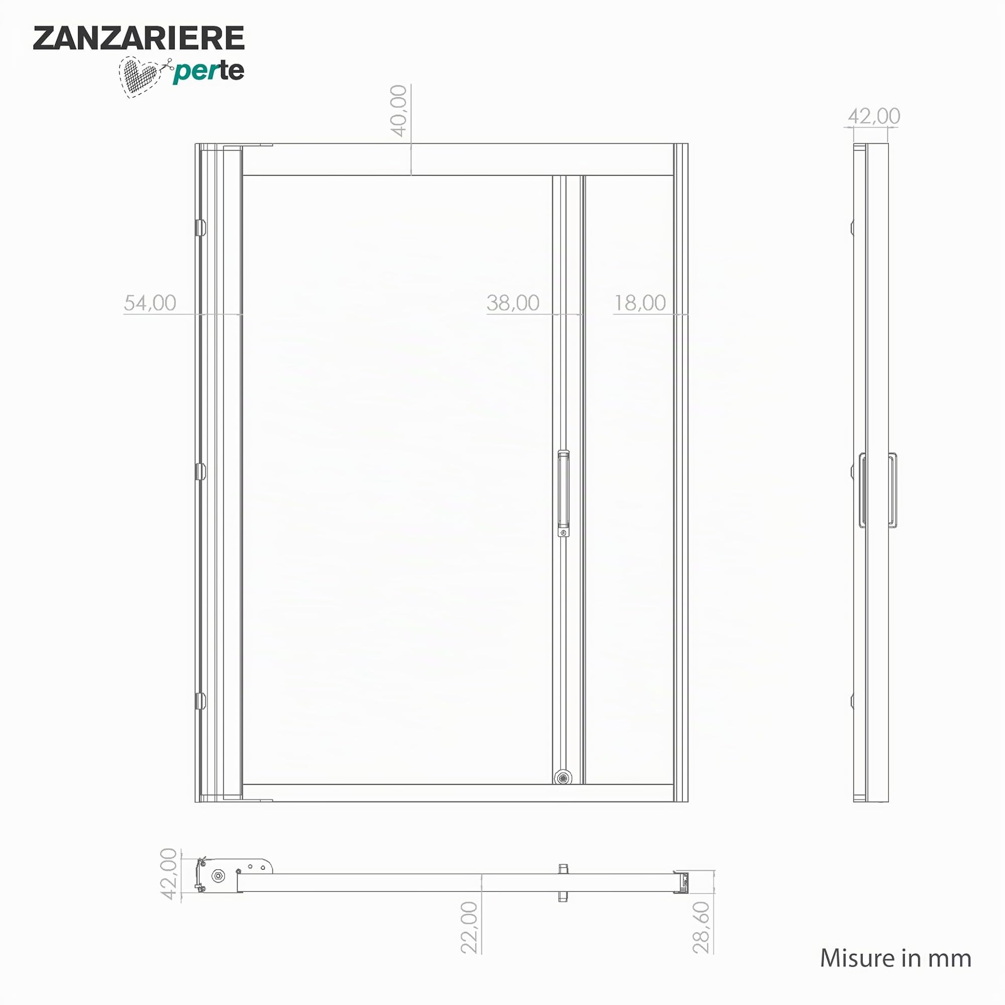 Zanzariera a Rullo "LILIANA" L 150 x H 250cm Laterale Riducibile per Porta Finestre Con Chiusura Rallentata e Magnetica - AVORIO RAL1013 con Rete in Fibra di Vetro Grigia - Made in italy