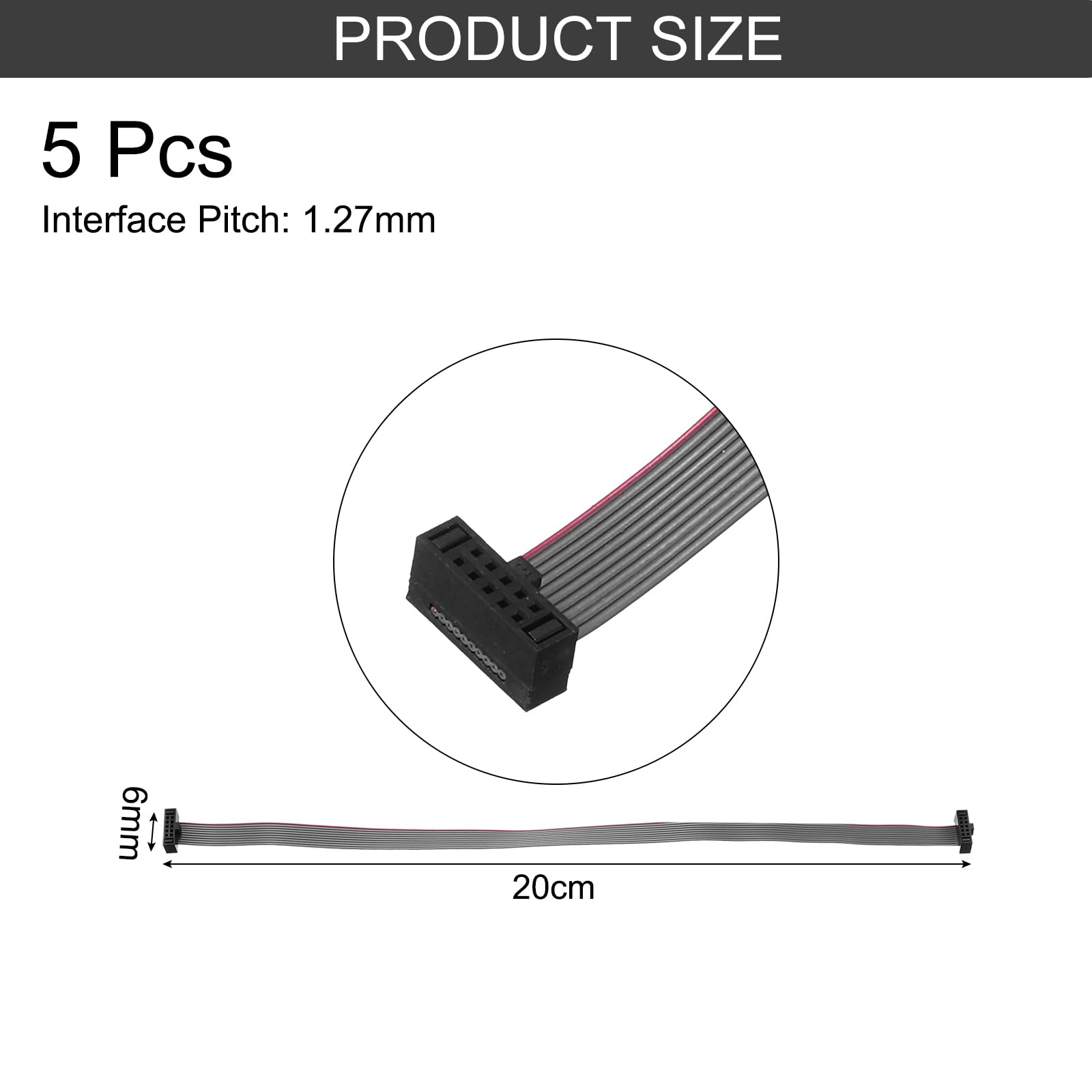 QUARKZMAN 5Pz Cavo a Nastro Piatto Idc, Passo 1,27mm Larghezza 6mm Lunghezza 20cm 10 Pin Fc a Fc Cavo a Nastro Piatto Flessibile Connettore Ponticello per PC, Display a LED