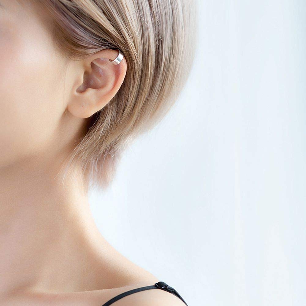Ear Cuff Argent 925 Clip D'oreille Fausse Manchette Oreille Fau Piercing Oreilles Cartilage Boucles D'oreilles pour Homme Femme
