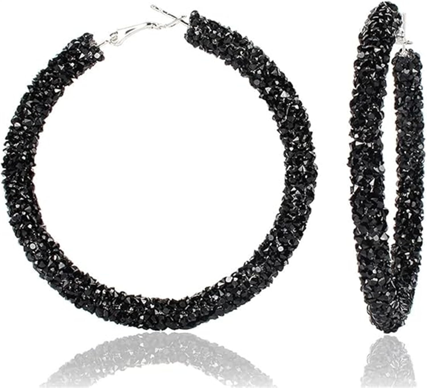 Große Creolen Ohrringe für Damen, 5,5 cm Statement Kreisohrringe mit Glitzer, Leichte Hoop-Ohrschmuck für Alltag, Party & Geschenke