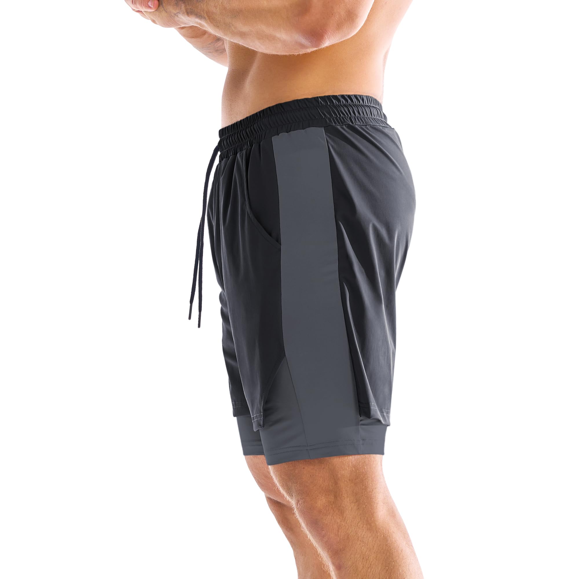 ZENWILL DualArmor Pantalones Cortos Hombre Running 2 en 1 Cremallera Secado Rápido