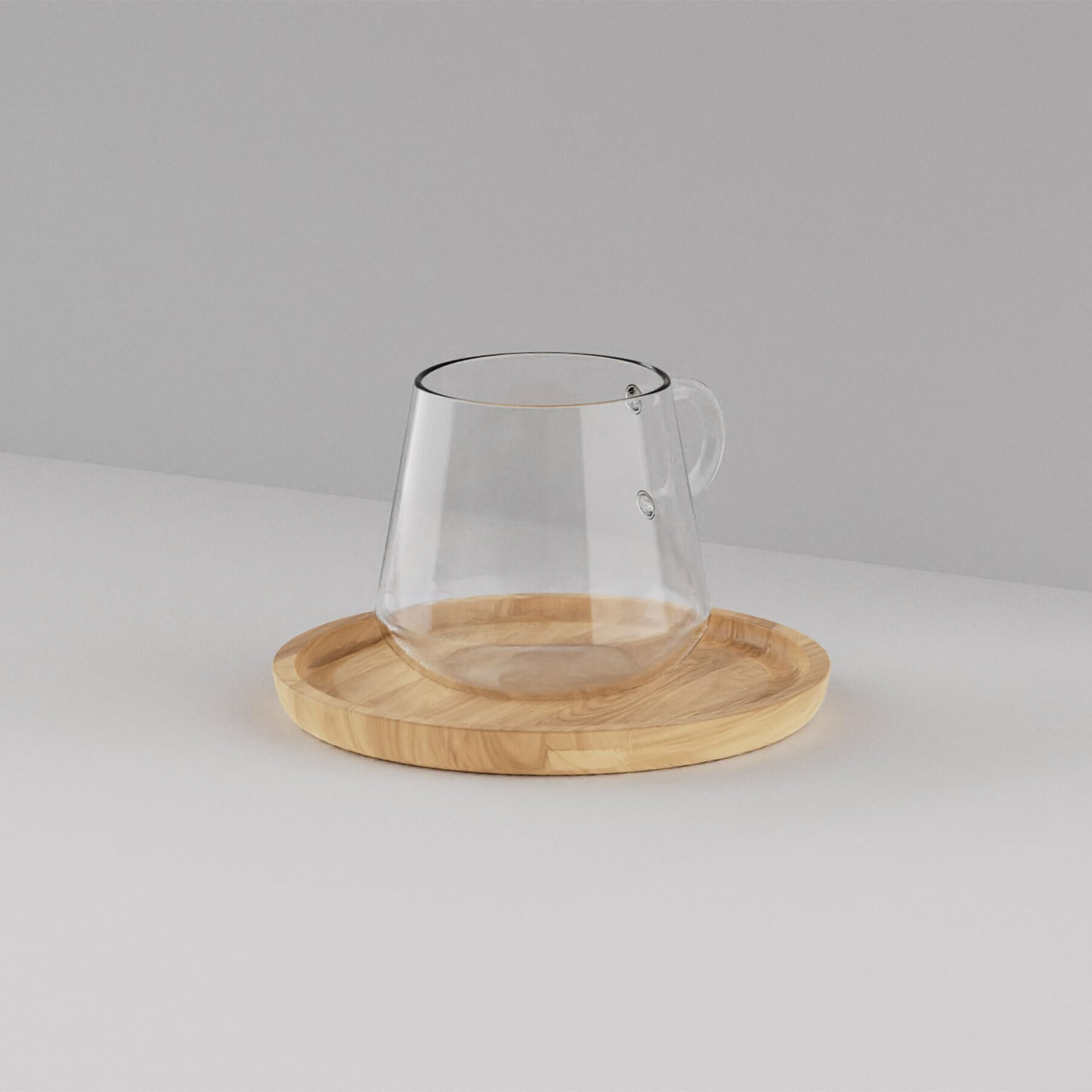 Glas-Espressotassen, 2er Set inkl. Holzuntersetzer, Buche
