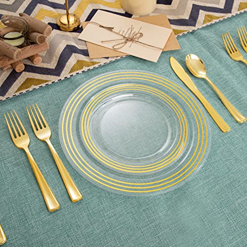 Wellife 60 Pcs Clear Gold Plastic Plates, Disposable Clear Plates With Gold Rim, Includes:30 Dinner Plates 10.25”, 30 Dessert Plates 7”, Perfect For Party And Weddings #TOP5