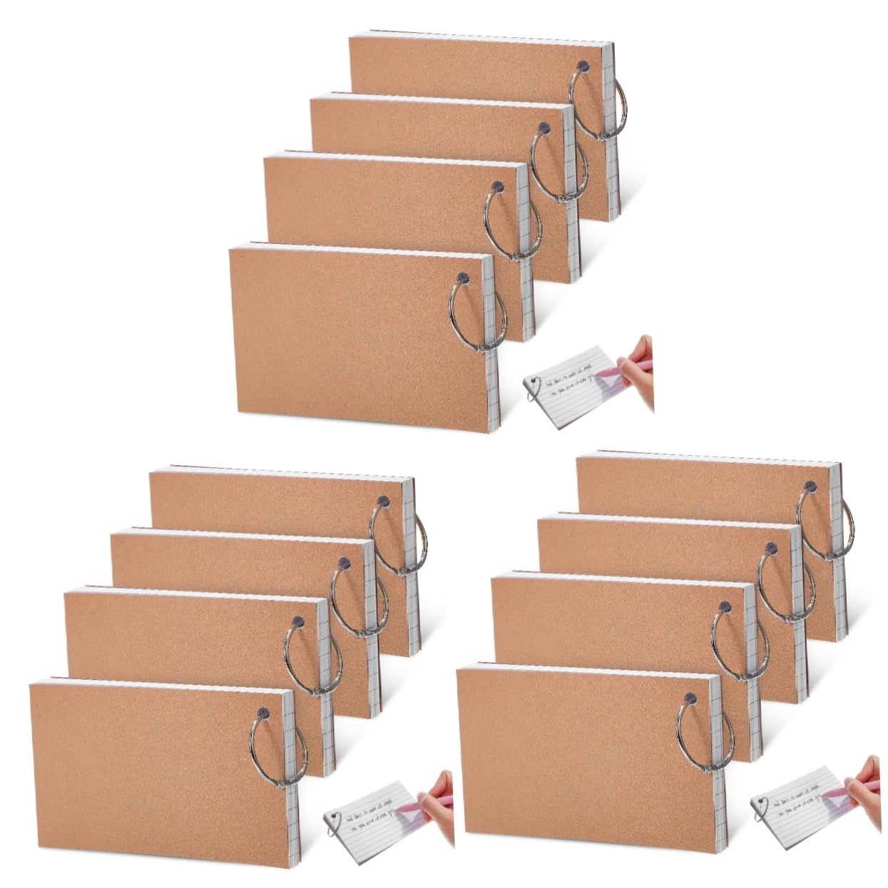 Operitacx 12pièces Flashcards Lignées Avec Anneau De Note Polyvalentes Pour Étudiants De Notes Et Pages Par Carnet Format Portable