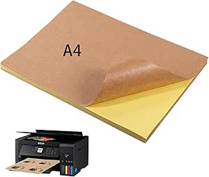 50 Feuilles A4 Papier Autocollant Imprimante Étiquettes Autocollant