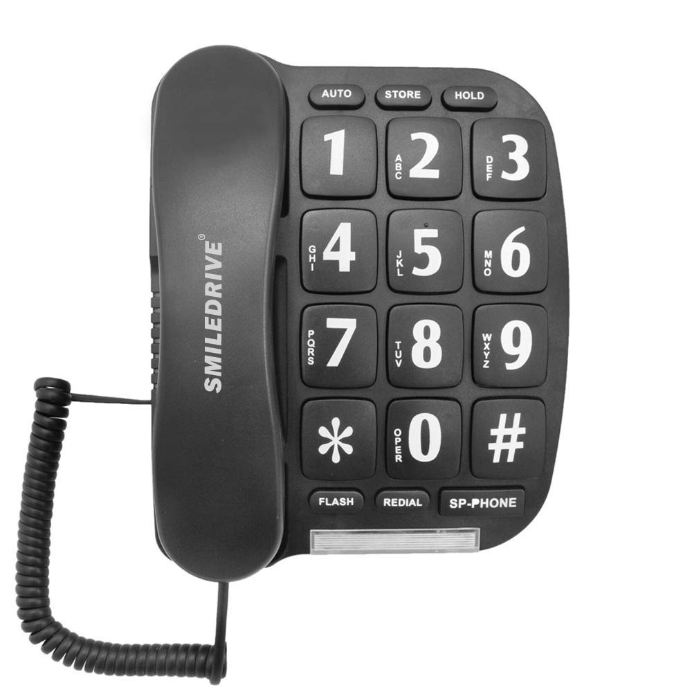 Smiledrive Corded Landline Phone with Big Buttons and Handsfree Speaker