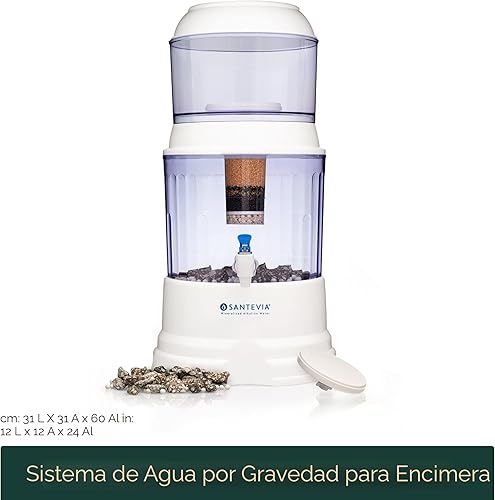 Miniatura 5 de Santevia Filtro de sistema de agua por gravedad | Filtro de agua en casa que hace que el agua sea alcalina y agrega minerales | Filtro de cloro y