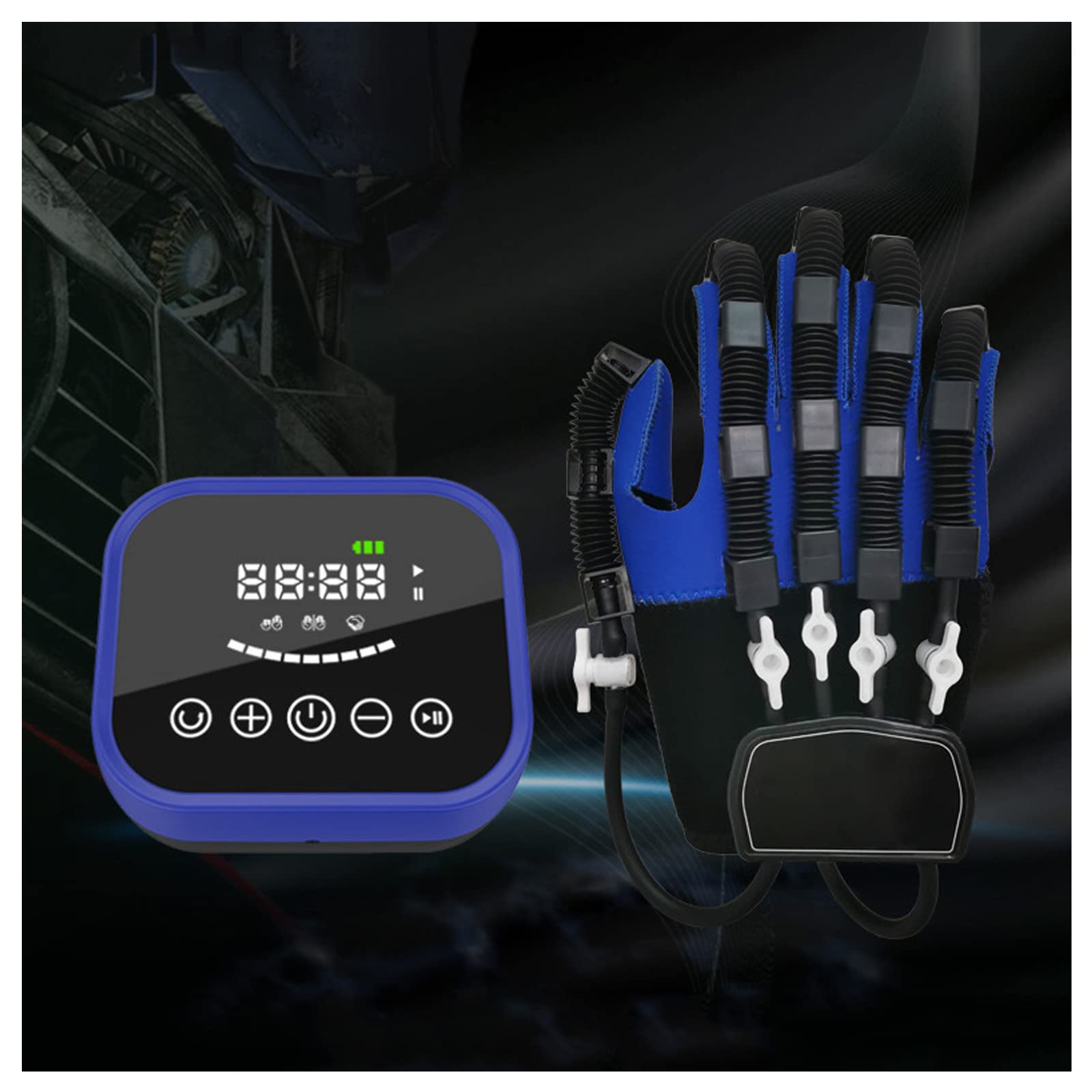 Entrenador de rehabilitación de Dedos para hemiplejia Guantes robóticos, Entrenador de flexión y extensión de Dedos Pantalla LCD para Entrenamiento de muñeca y Dedos,RightHand-L