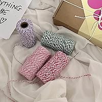 Vista 6 de Cuerda de hilo, 328 pies de cuerdas navideñas color beige y dorado; cuerda para panaderos, cuerda para manualidades, cuerda para tejer, cuerda