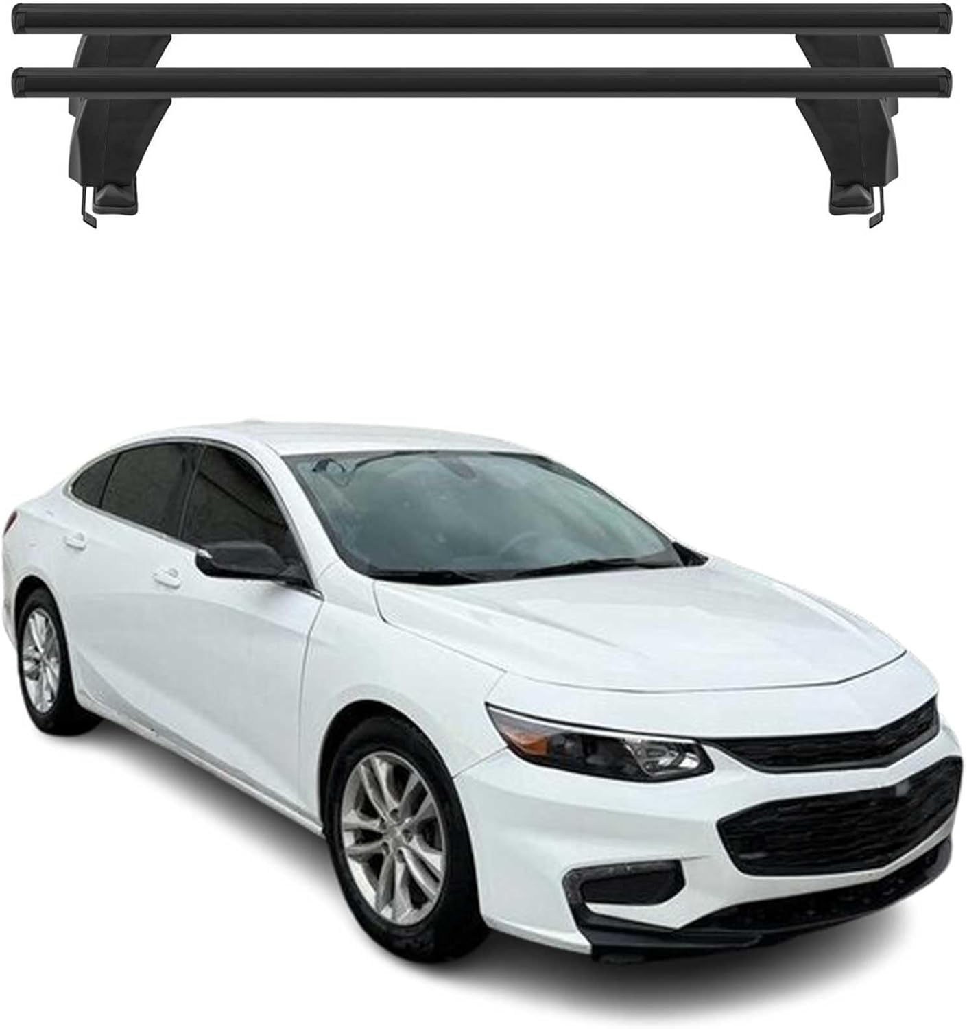 OMAC Roof Rack Cross Bars for Chevrolet Malibu 2016-2025 Lockable 110Lbs Aluminium Black 2Pcs fits Cargo Carriers Kayak Canoe Bike Snowboard
