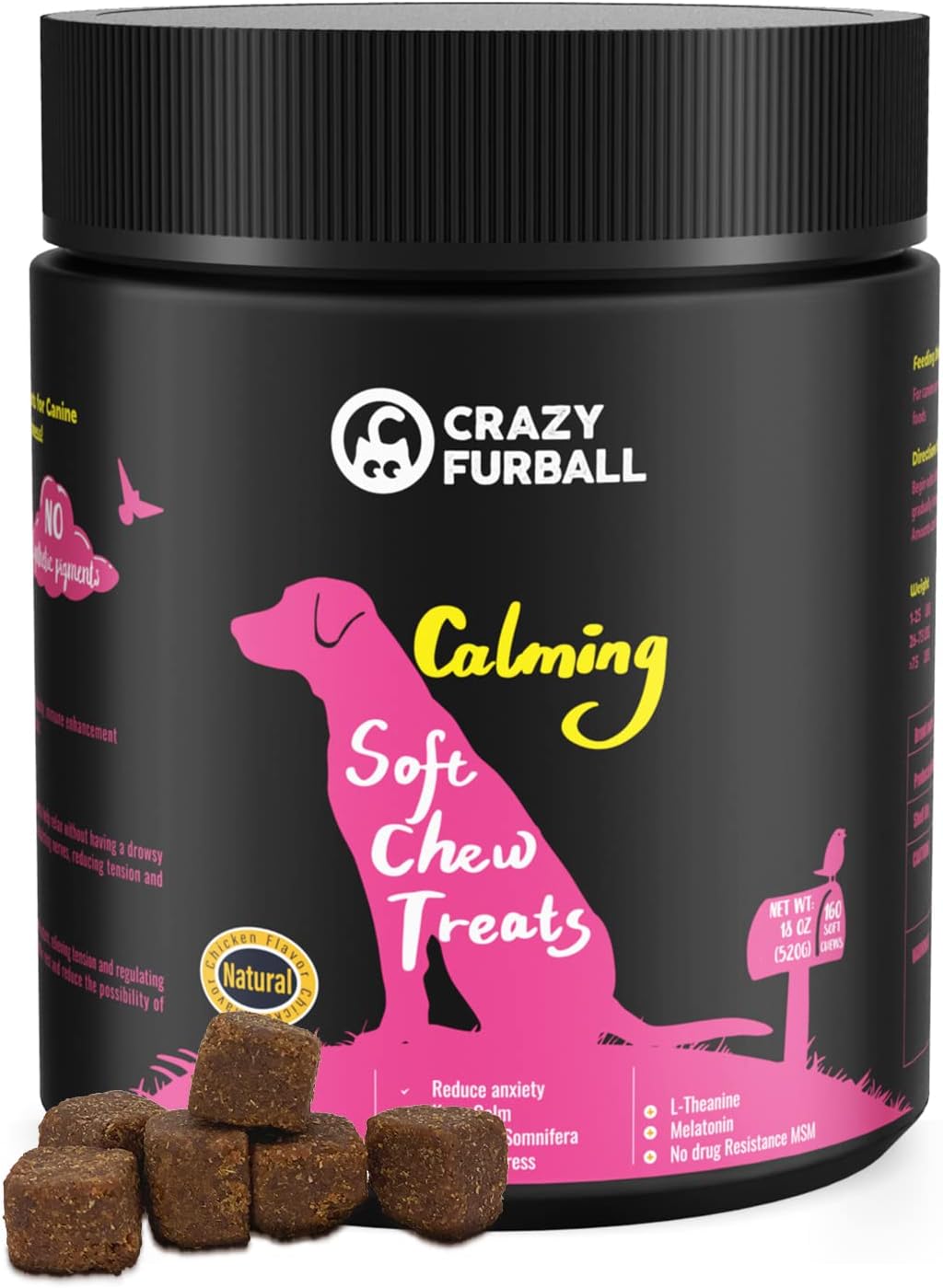 Crazy Furball Calming Chews for Dogs, Dog Calming Treats for All Age with Withania Somnifera, L-Theanine Helps for Dog Anxiety Relief,…