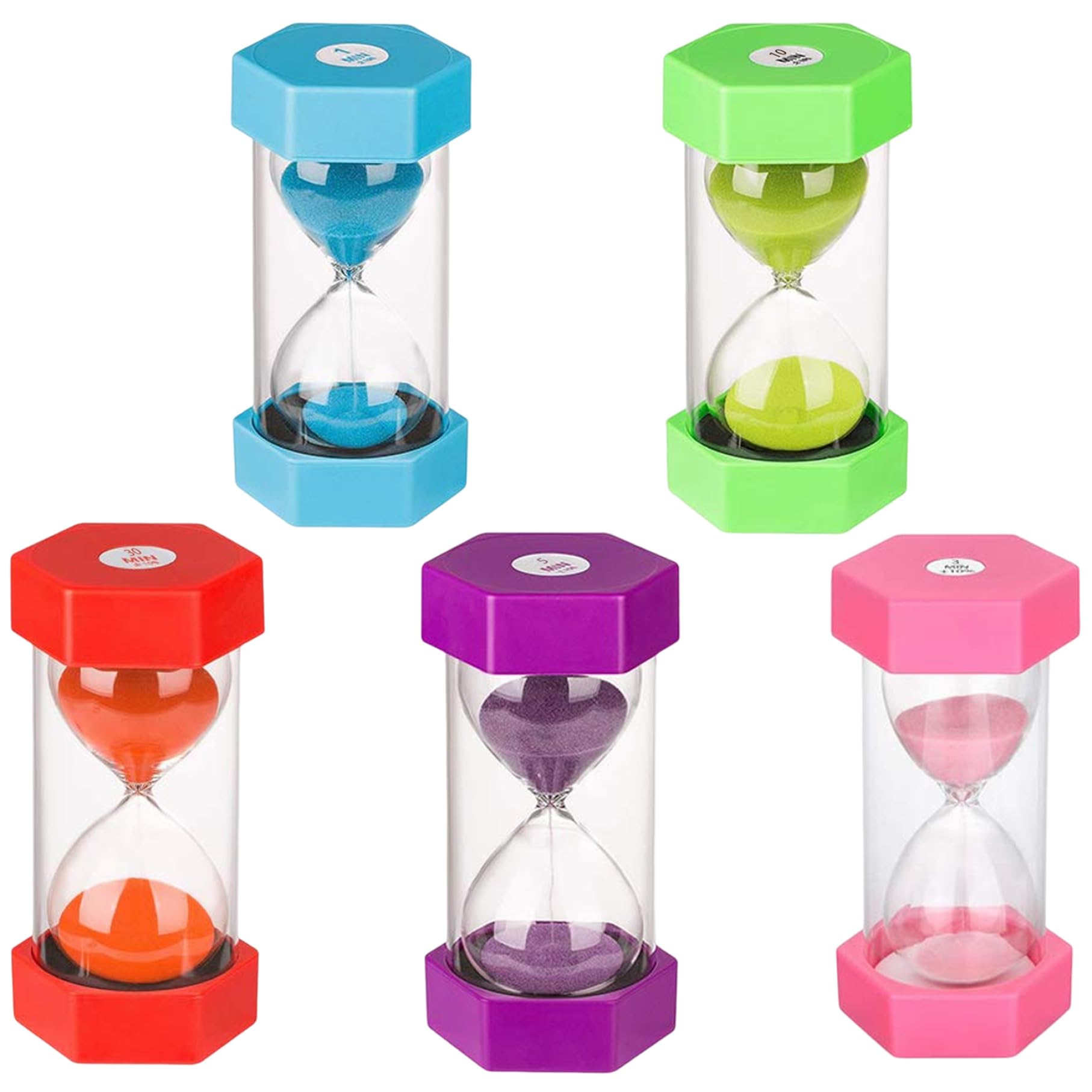 Juego de Temporizador de Arena de Reloj de Arena de 5 Piezas 1/3/5/10/30 Minutos para Juegos Cepillo de Dientes