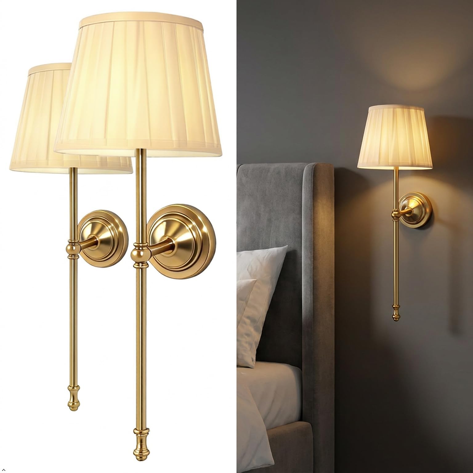 Rouzin Rechargeable Wireless Wall Light with Remote Control & 7 RGB Colore, USB Charging Wall Sconce Battery Powered, Dimmable Indoor Wall Lamp with Timery for Bedroom Living Room Hallway
