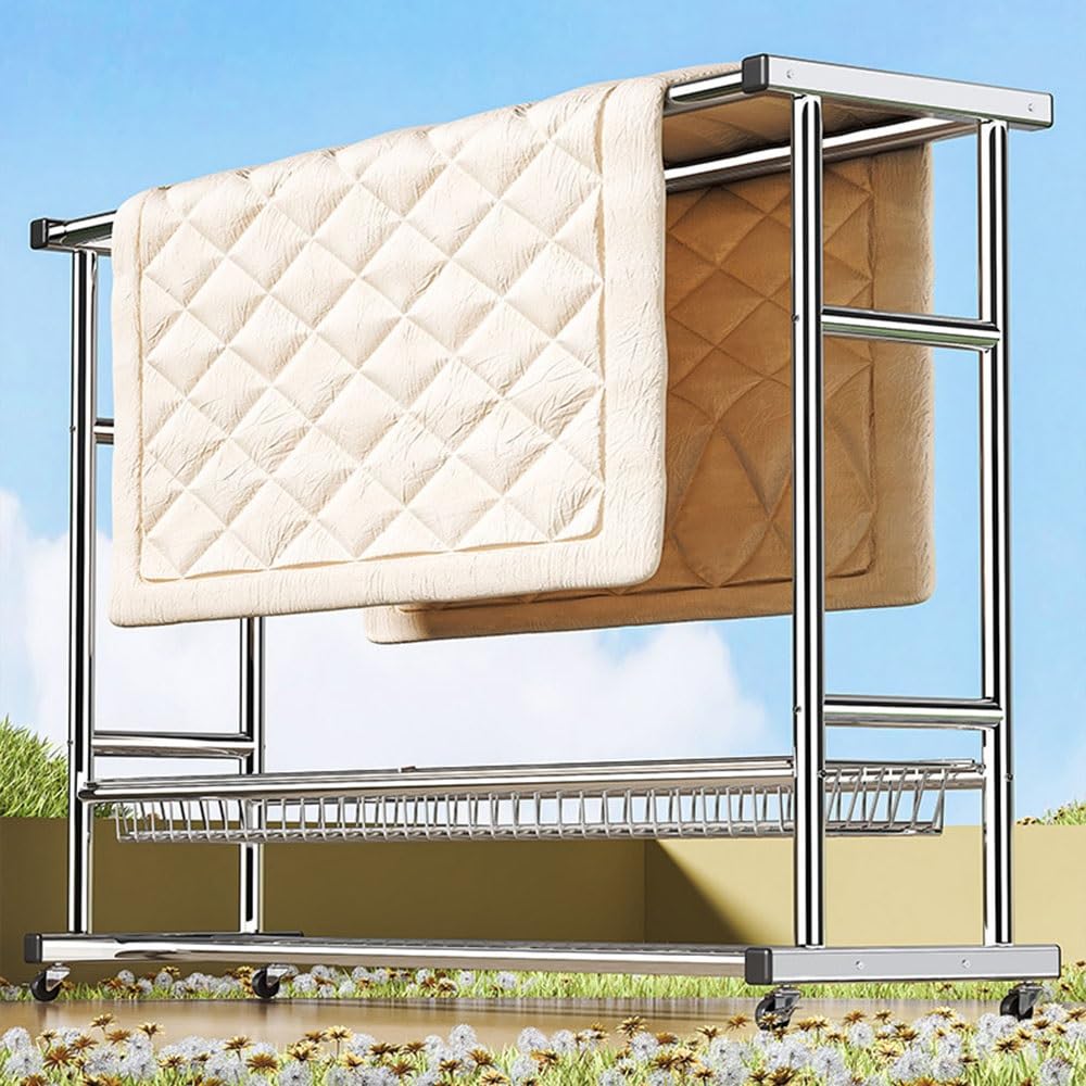 Wäscheständer mit Seilzug, freistehender Wäscheständer for drinnen und draußen, Wäscheständer aus Edelstahl for Wäsche, Badezimmer und Balkon(150 * 50 * 150cm)