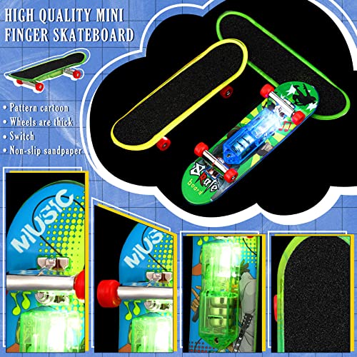 18 Pcs Mini Finger Skateboards Light Up Led Finger Toys Novelty Glowing Skateboard Toys Fingerboard Decorations Led Fingertips Movement Finger Toy Skateboard Party Favors For Teens Adults #TOP3