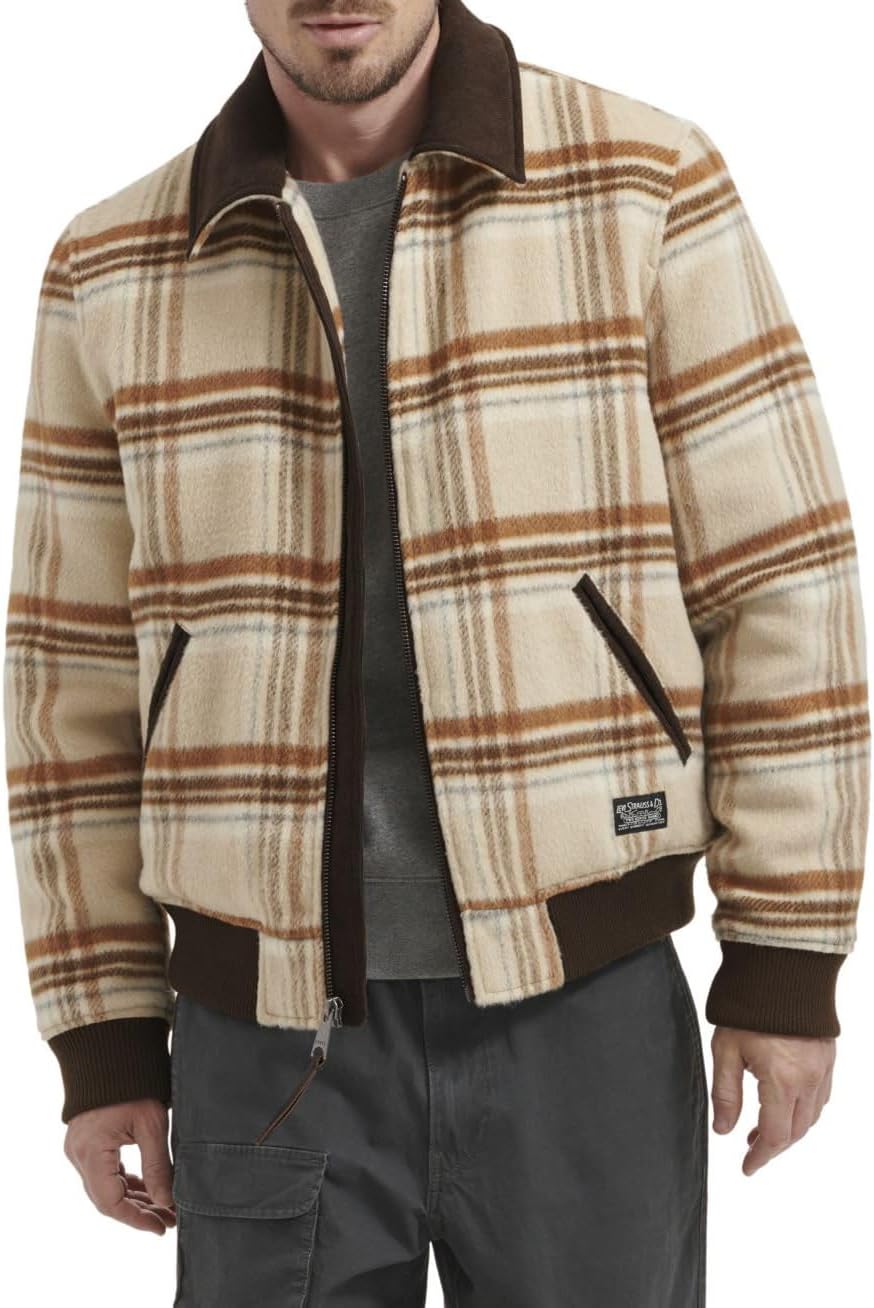 Levi's mens Levi's Men's Mixed Media Western Plaid Bomber Jacket