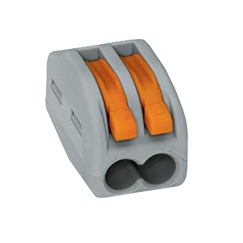 222-412 | WAGO Lever-Nuts Splicing Connector | for Solid and Stranded Conductors | 2-Conductor with Operating levers | 28 12 AWG | Gray housing | [Jar of 350 Pieces]