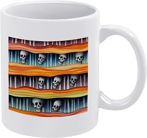 Miniatura 12 de Tazas de Halloween a rayas de acuarela para café de cerámica vintage Halloween café tazas de viaje conmovedoras jubilación aniversario regalos de