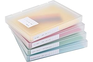 Mickiewicz Transparent File Folder Box Organizer - Pack of 4 File Storage...