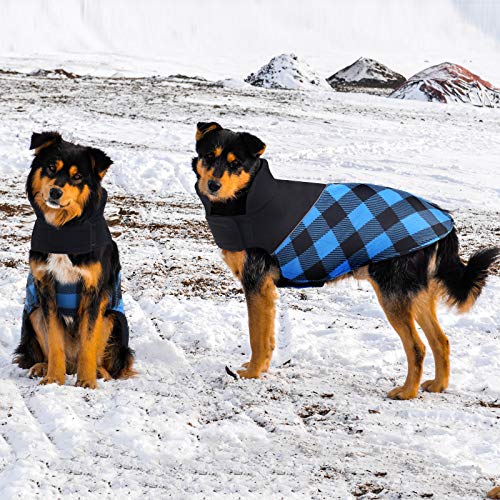 Asenku Dog Plaid Coat Dog Reversible Winter Jacket Waterproof Windproof Cold Weather Pet Vest Dog Clothes Apparel For Small Medium Large Dogs, Blue, Xxxl #TOP7