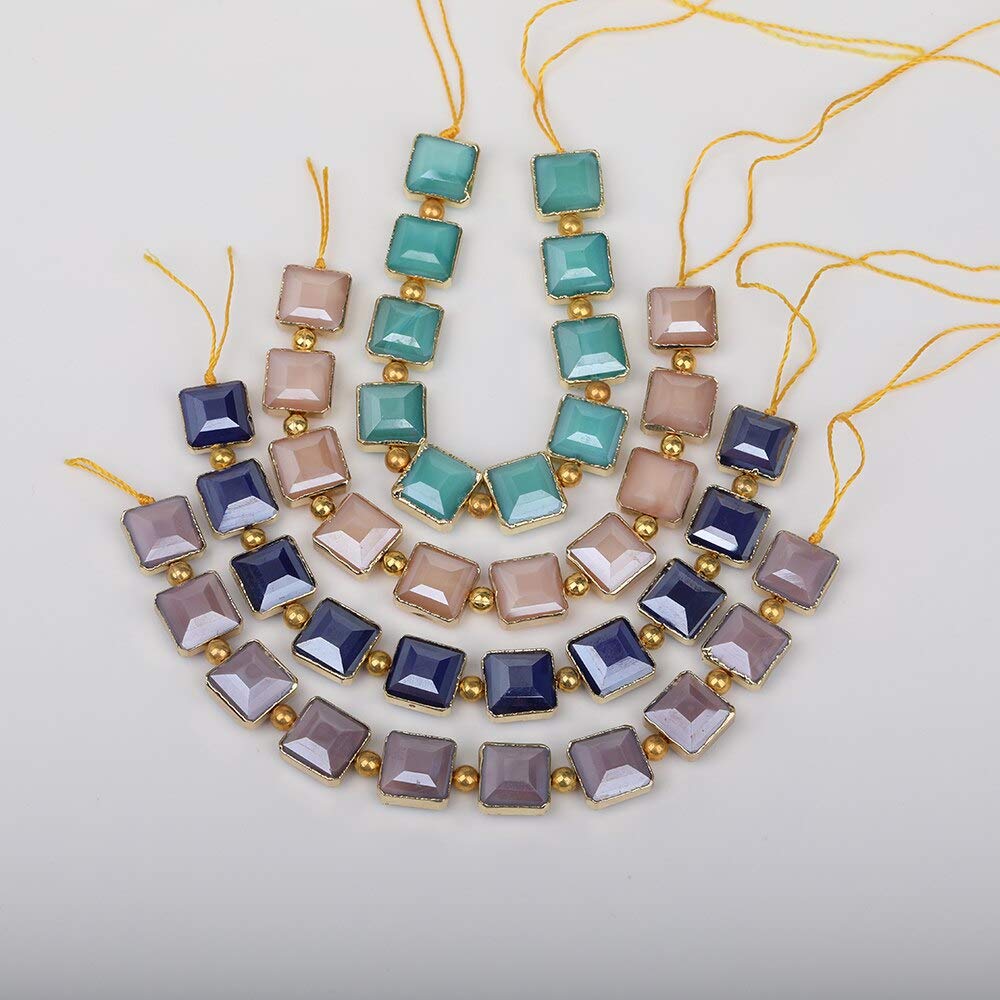 7 Color Choice, Approx. 10pcs/Strand Square Shape Glass Beads Pendant, Cube Beads Chains Charms Jewelry Making DIY Chsj-07amah - (Color: Color 6)