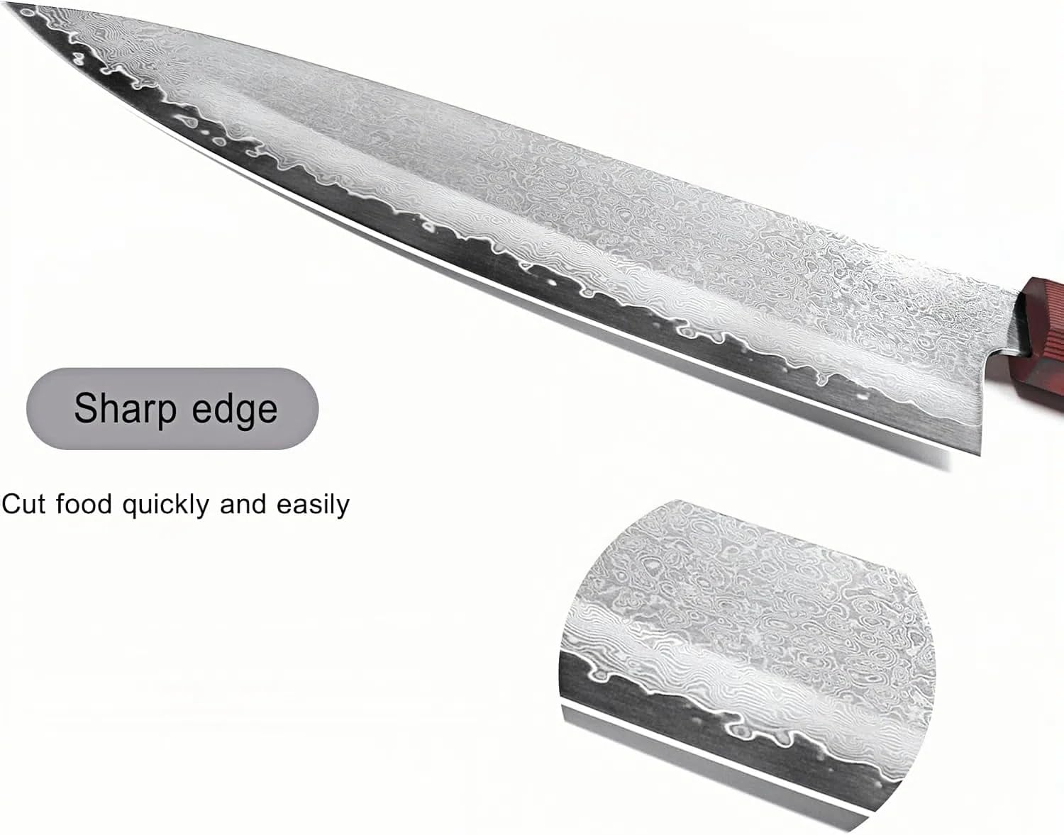 Miyake 8.6" Japanese Gyuto Chef Knife, Sharp Damascus Professional Kitchen Knife with Full Tang G10 Handle for Restaurant and Home Cooking BBQ