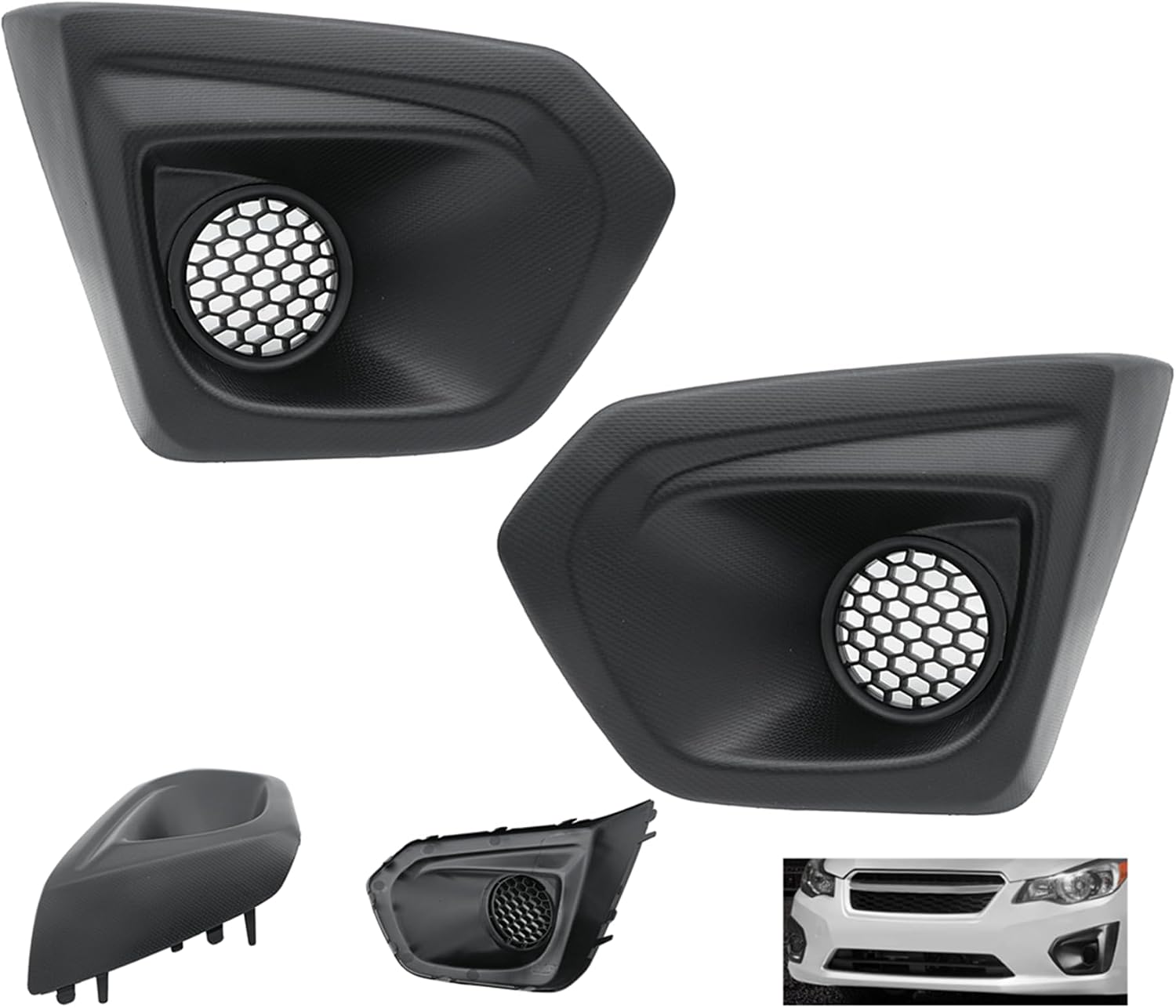 Pair Fog Light Cover Front Bumper Compatible With 2012 2013 2014 Subaru Impreza | Not Fit WRX Models| Matte Black Foglight Covers| With Insert Grille | L+R Fog Lamp Bezel