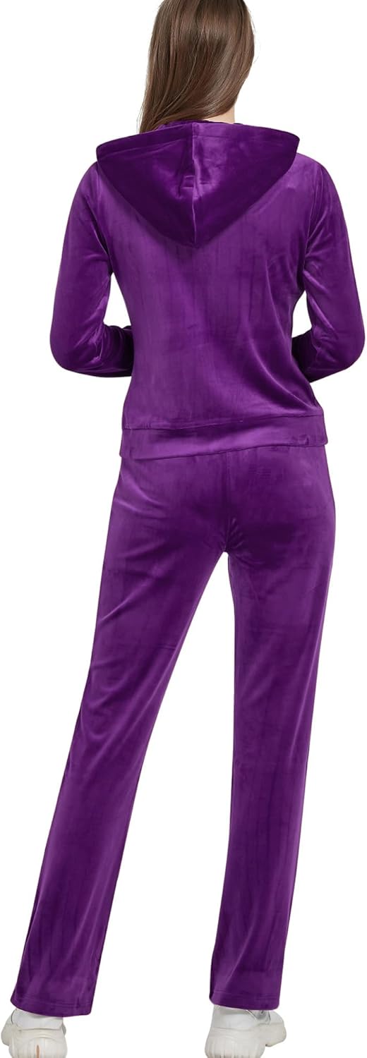 Woolicity Womens Sweatsuits Set Velour Tracksuit 2 Piece Outfits Set Zip Up Hoodies and Pants Sportswear Jogging Set - Image 6