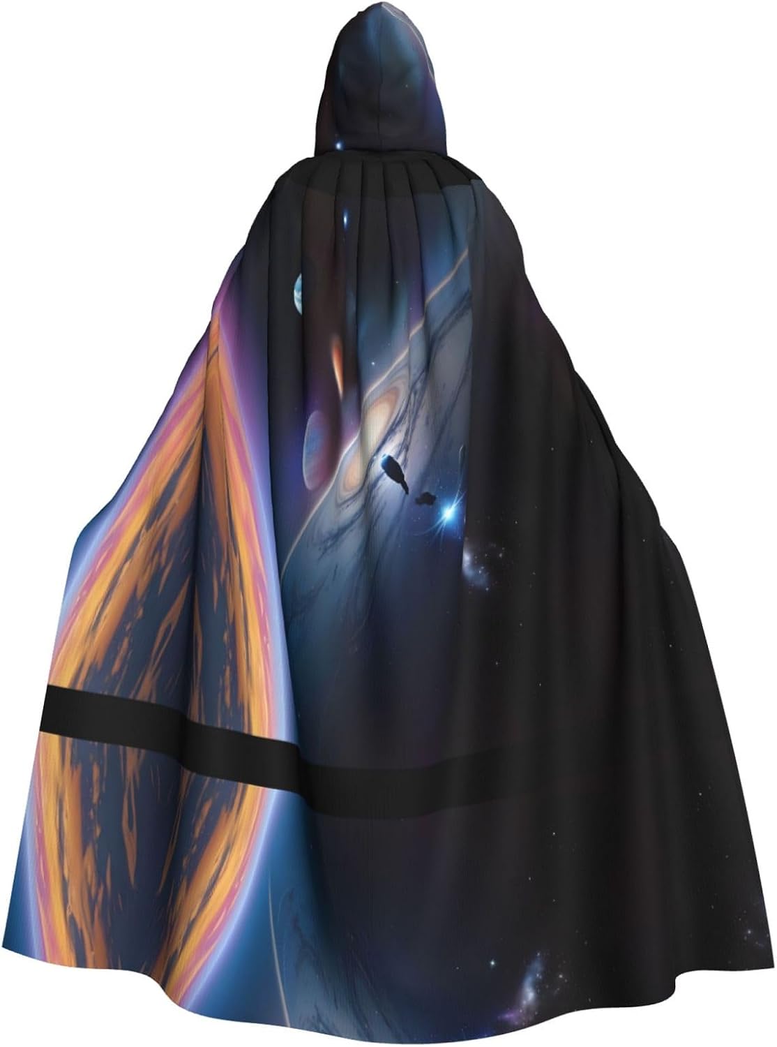 STejar A Fascinating Universe Halloween Adult Hooded Cape, Hooded Robe Cape, Women's Men's Halloween Dress Up Party Cosplay Costumes. Black