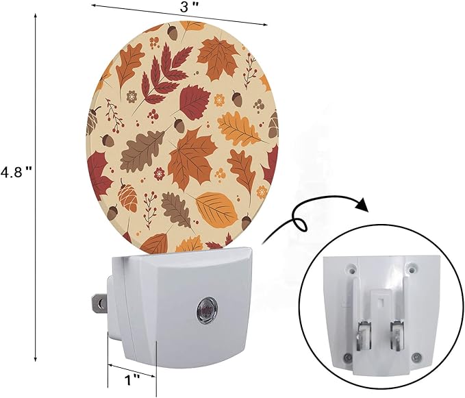 Axayaz Axayaz Maple Leaf LED Night Light Red Yellow Leaves Autumn Fall Nut Dusk to Dawn Round Lamp Auto Sensor for Bathroom Hallway Living Room photo 2