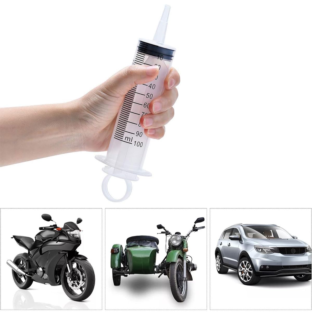 100ml Siringa di Plastica con Tubo, Kit di Spurgo dell'Olio del Freno a Siringa, Strumento di Spurgo da 100 Ml, per Liquidi, Olio, Kit