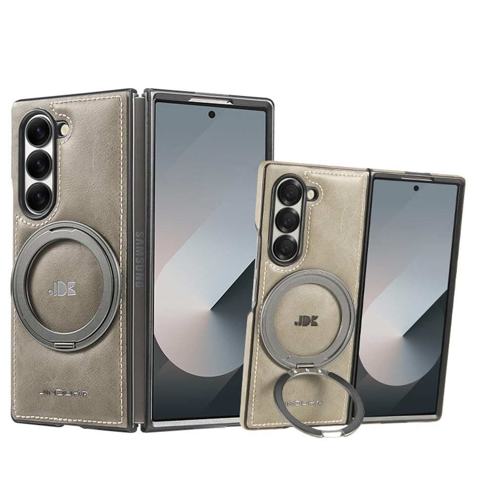 Étui pour Samsung Galaxy Z Fold 7 gris cuir housse clapet aimanté