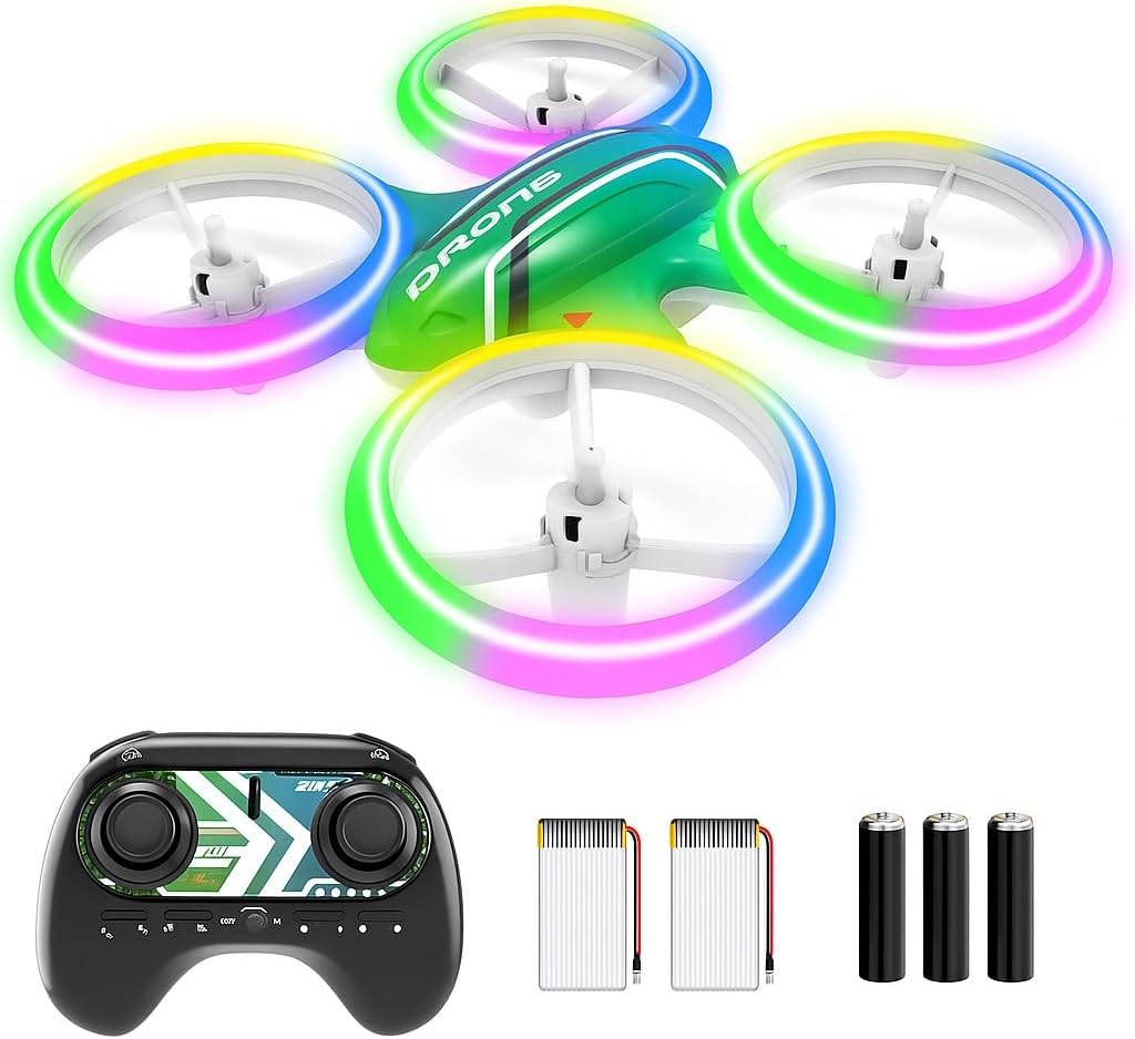 Mini Drones for Kids Beginners,Remote Control RC Quadcopter with Altitude Hold and 3D Flips with LED Lights and 2 Batteries,Full Propeller Protect,Toys for Boys and Girls