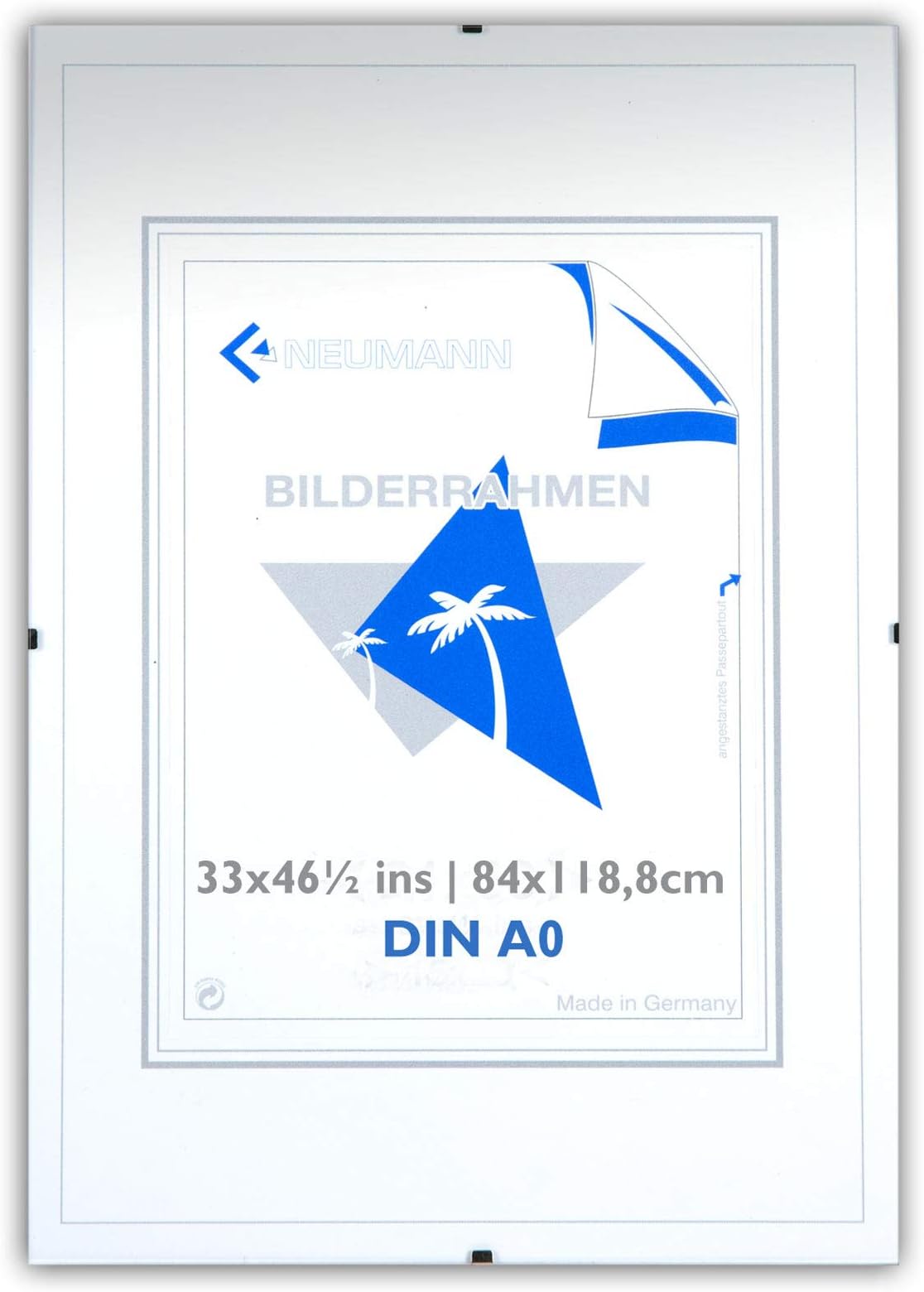 pictureframe24 Frameless Frame Clip 33x46.5 ins, 84x118,8 cm, Acrylic Glass Clear, Clip Frame with Unbreakable Glass Clear