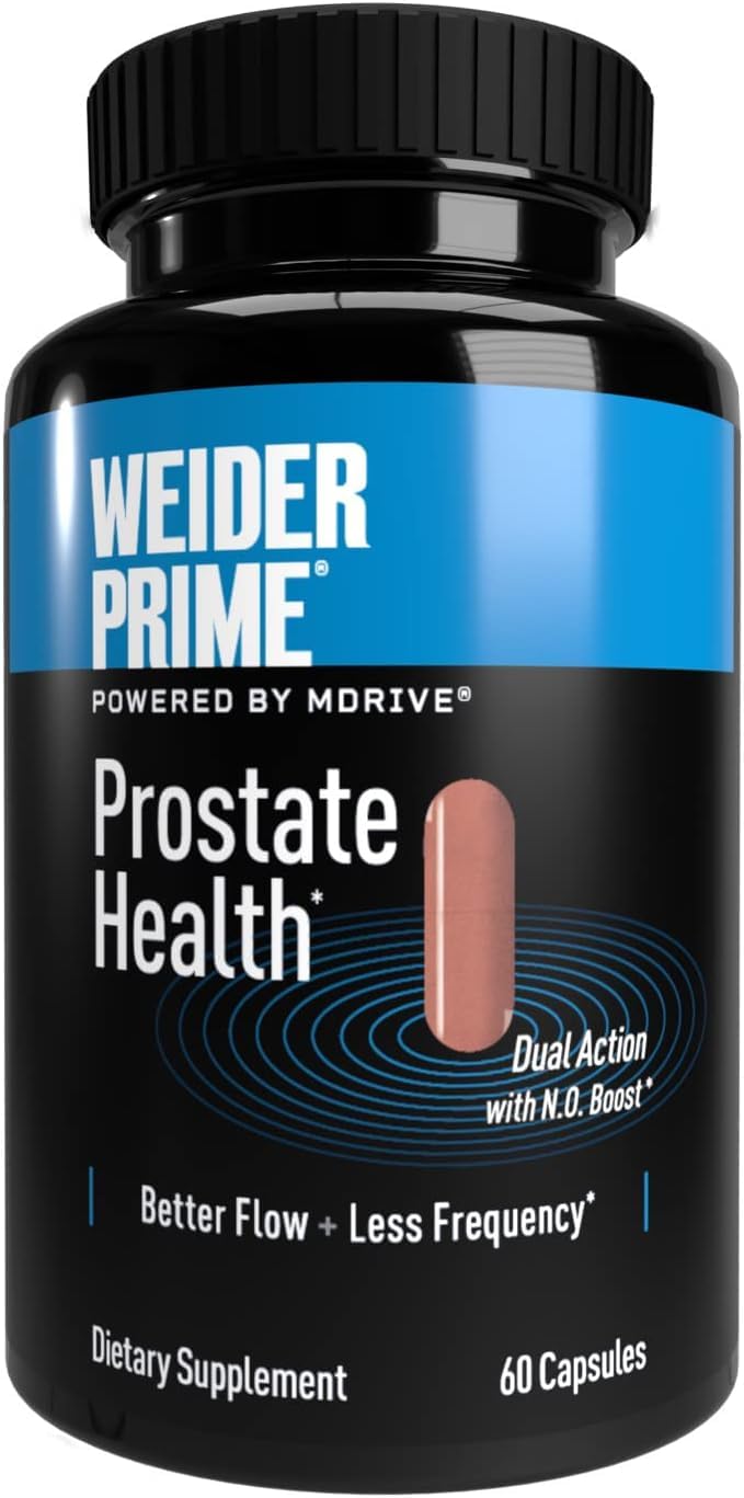 Weider Prime Prostate Health for Men, Dual Action with N.O. Boost, Promotes Flow and Normal Frequency, 60 Veggie Capsules