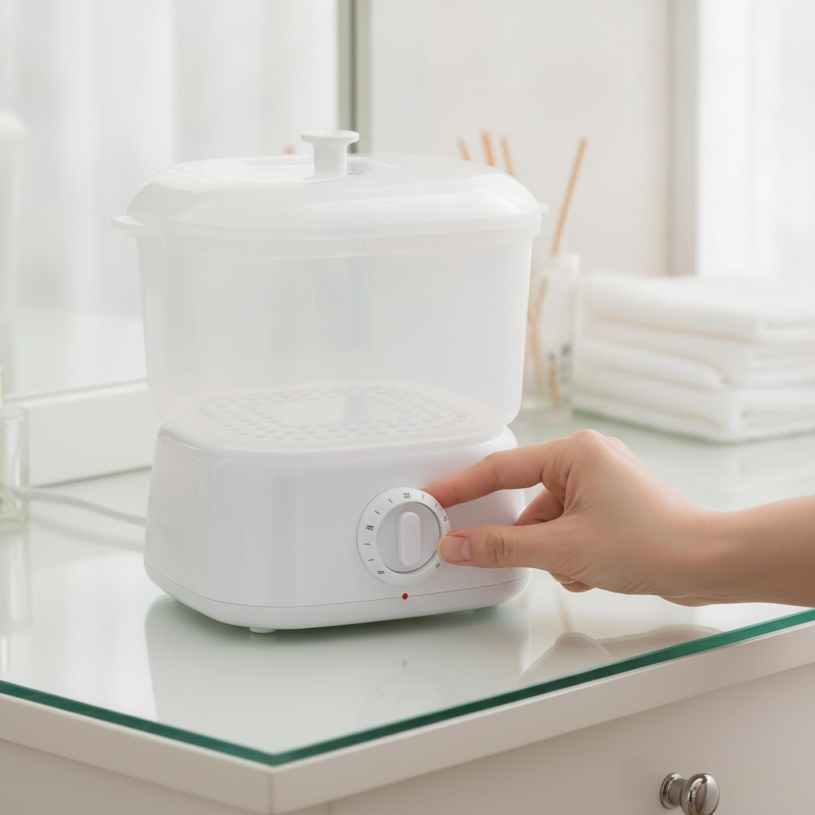 Sharplace Facial Care Heater Gesichtssauna Dampfgerät Heiztopf Handtuchwärmer mit Herausnehmbarem Einsatz aus PP Material Und Drehregler für Kosmetikstudio Spa Zuhause, Schwarz, Europäische Norm EU