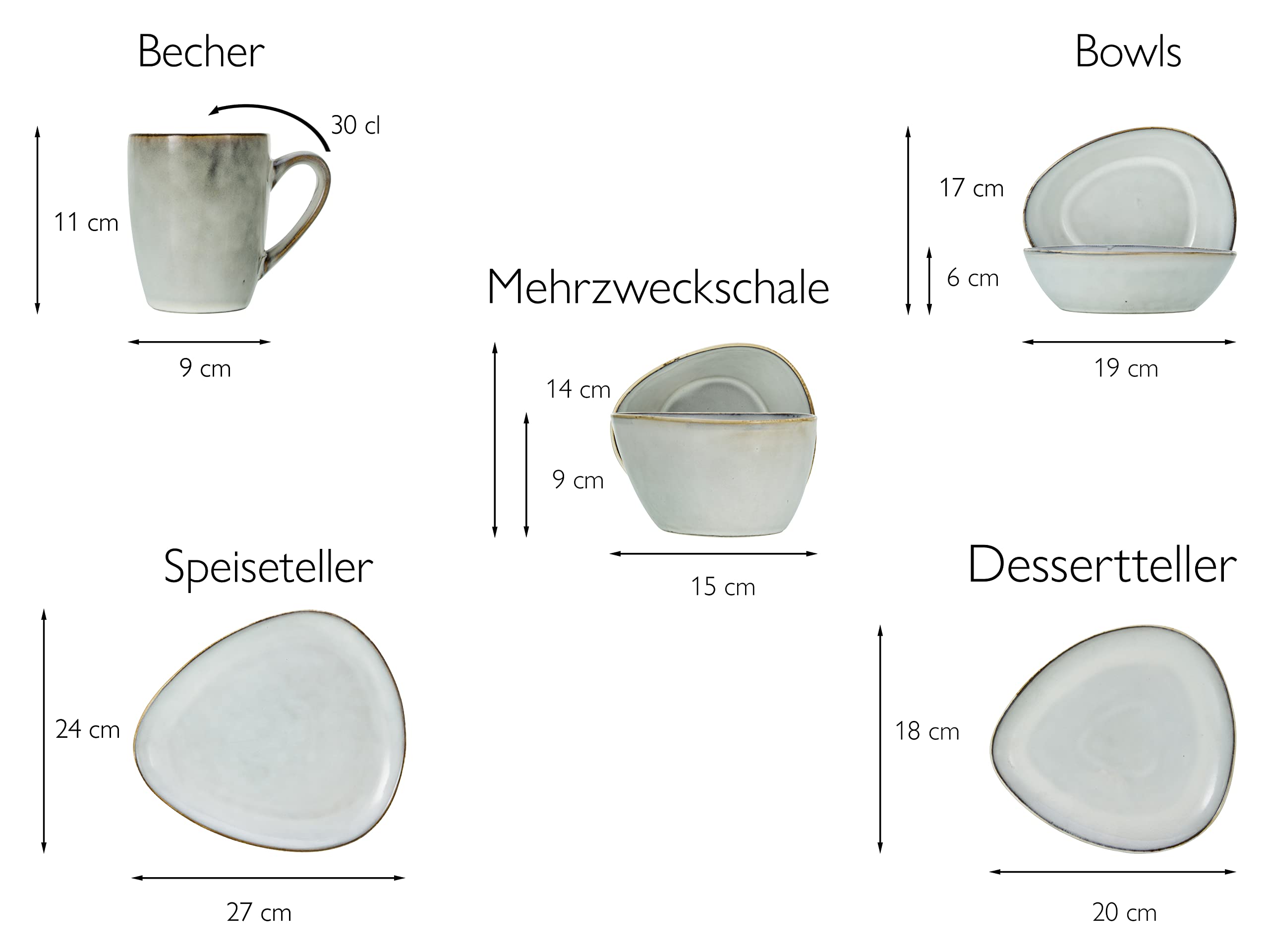 CreaTable, 23768, Serie CLOUDY, offwhite, 10-teiliges Geschirrset, Kombiservice aus Steinzeug, spülmaschinen- und mikrowellengeeignet, Qualitätsproduktion