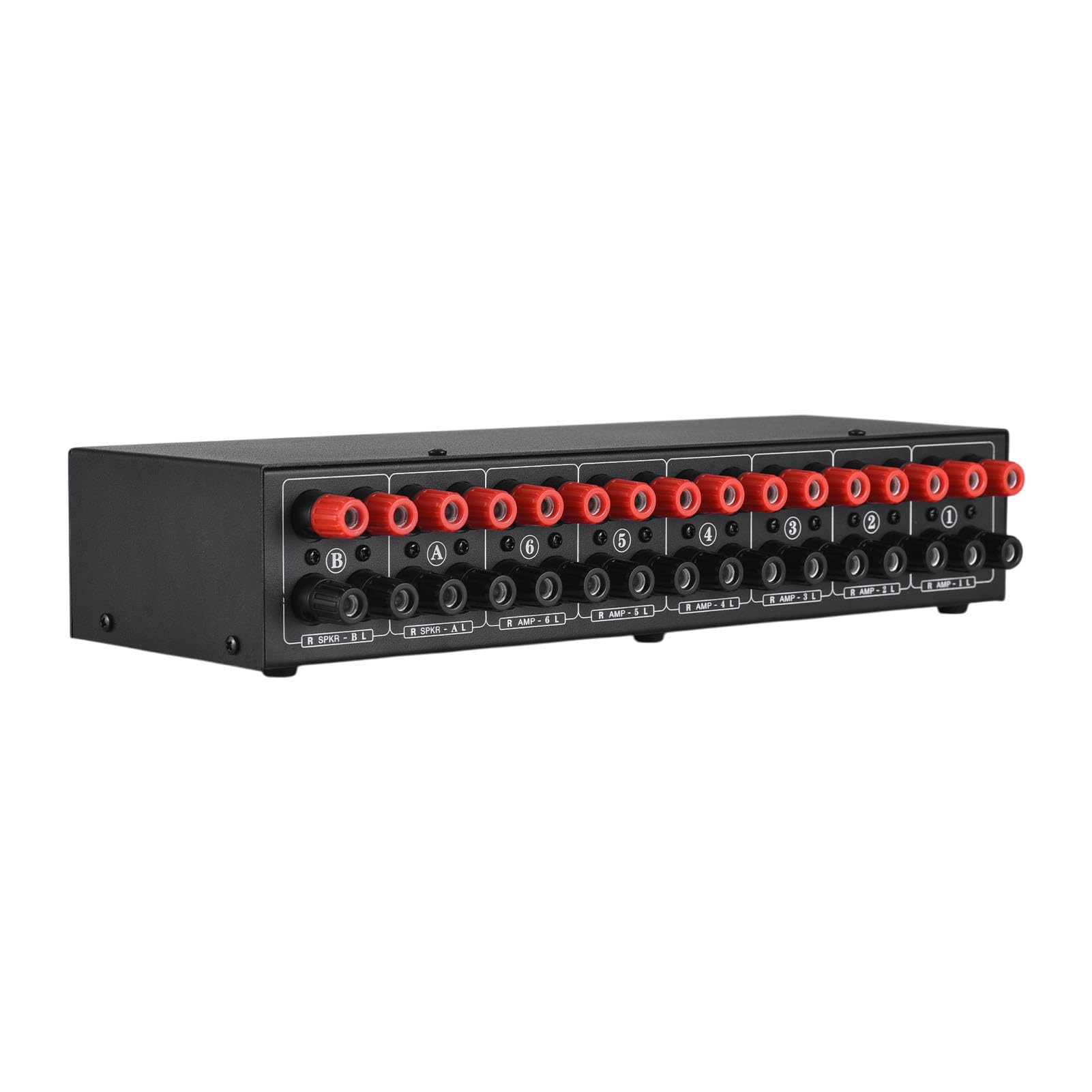 Przełącznik Wyboru Głośników Wzmacniacza z Niezależnym Sterowaniem dla Entuzjastów Domowego Sprzętu Audio, Plug and Play dla Audiofilów, Czarna Stalowa Obudowa, rozmiar: 12,6 X 5,4 X 2,6